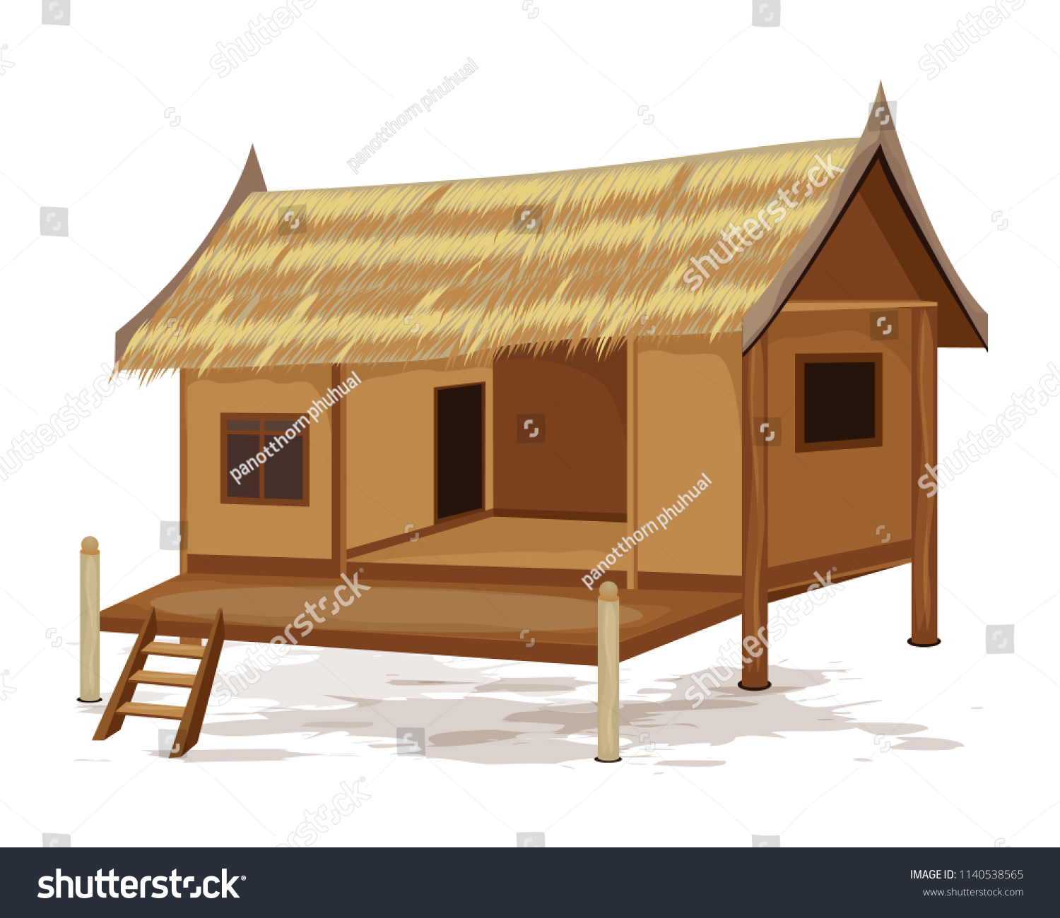 Straw Roof Hut Vector Design Stock Vector (Royalty Free) 1140538565