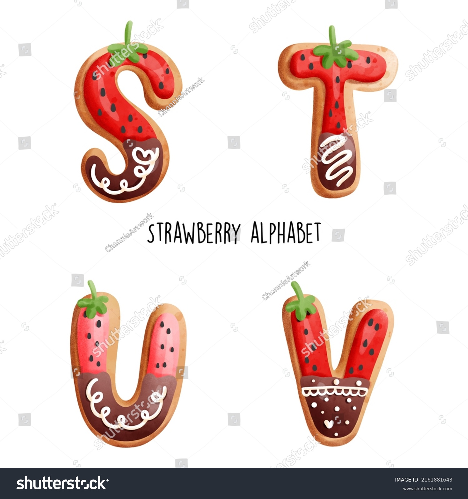 Strawberry Alphabet Strawberry Font Vector Illustration Stock Vector ...