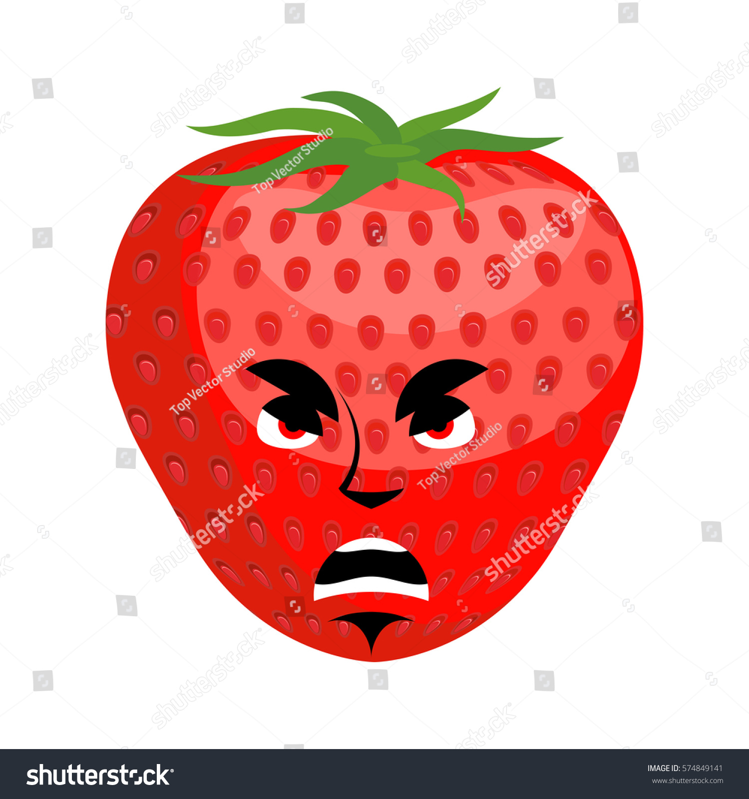 Strawberry Angry Emoji Red Berry Evil 스톡 벡터로열티 프리 574849141 Shutterstock 2672