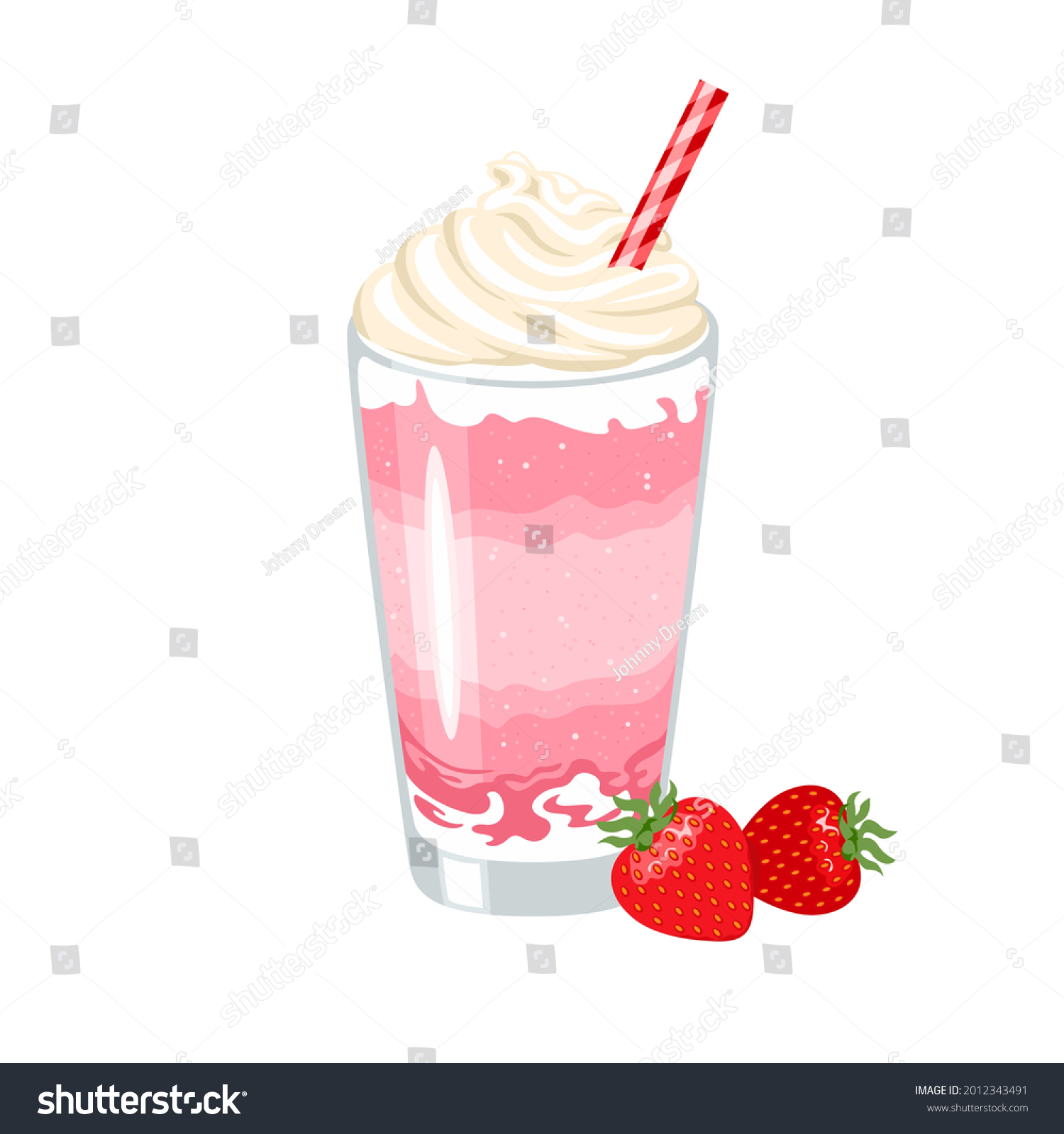 Strawberry Milkshake Vector Cartoon Illustration Berry Stock Vector ...