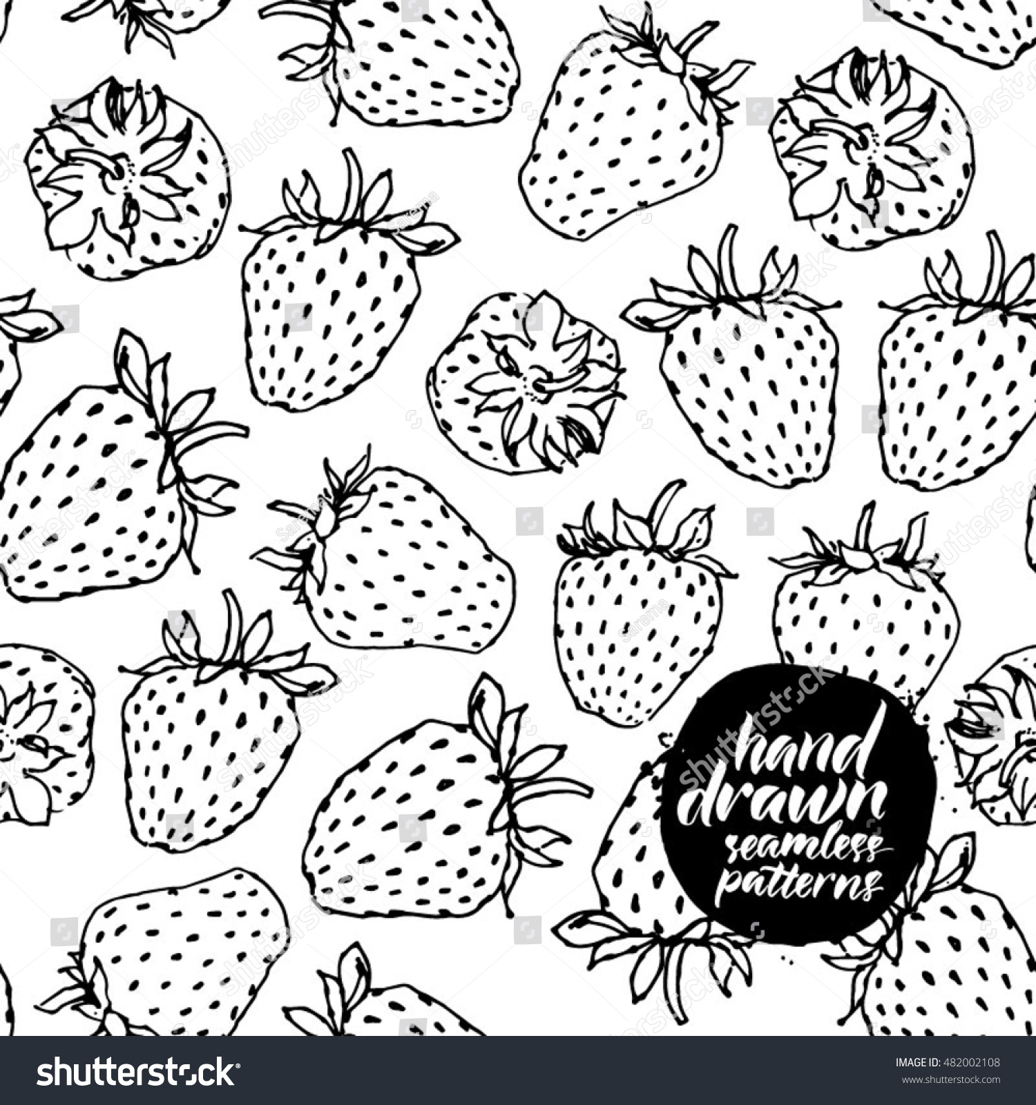 Strawberry On White Background Seamless Pattern Stock Vector (Royalty ...