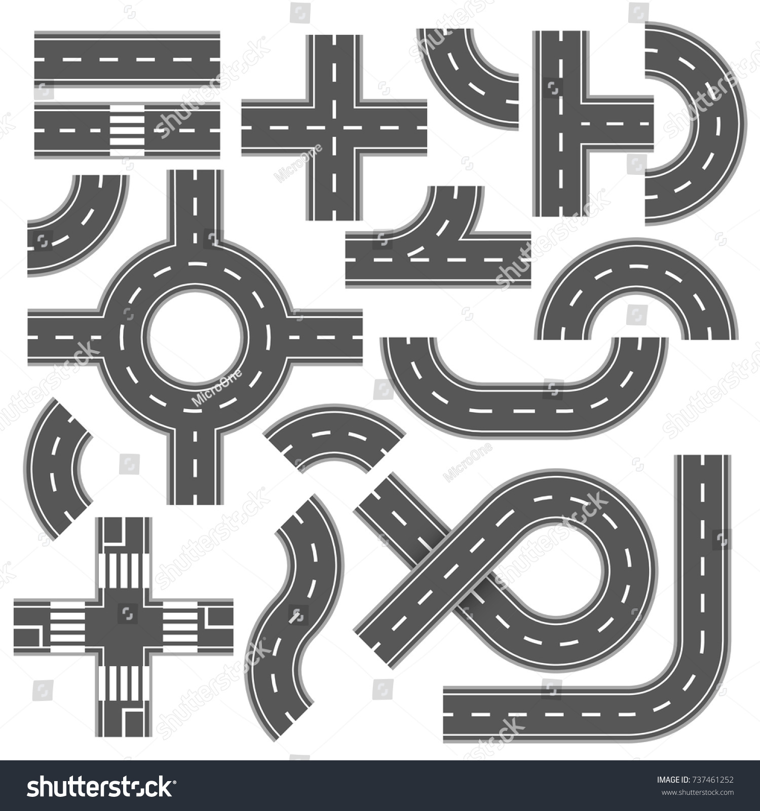 Street Road Footpaths Crossroads Vector Elements Stock Vector (Royalty ...