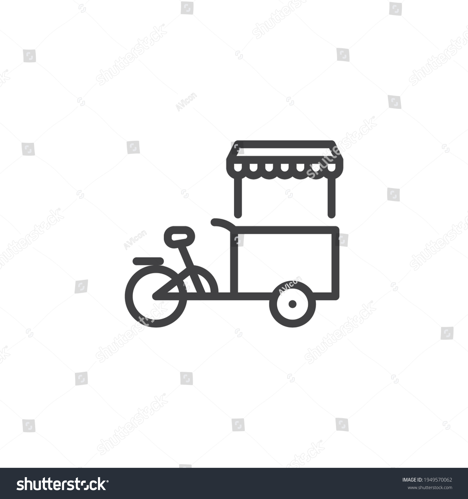 SVG of Street food cart line icon. linear style sign for mobile concept and web design. Street food bike outline vector icon. Symbol, logo illustration. Vector graphics svg