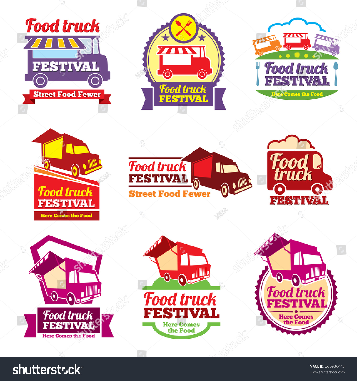 Street Food Festival Color Labels Set Stock Vector ...