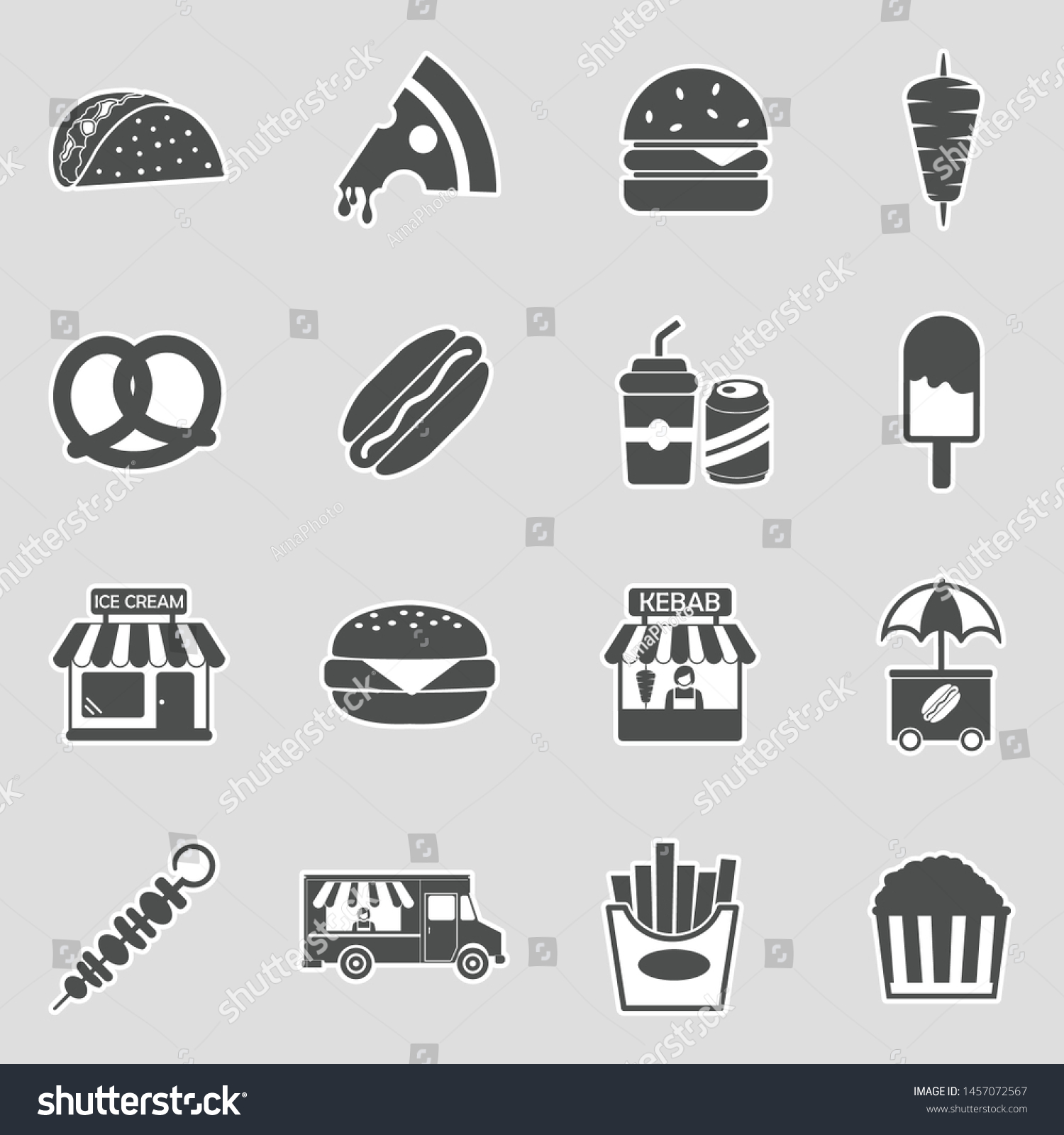 Street Food Icons Sticker Design Vector Stock Vector (Royalty Free