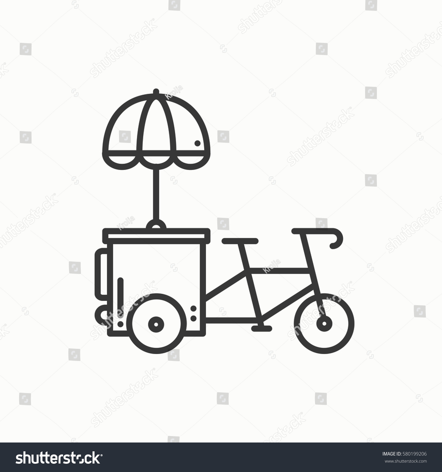 SVG of Street food retail thin line icon. Tricycle trade cart. Fast food trolley bike, bicycle. Wheel shop, cafe, mobile kiosk, stall. Vector style linear icon. Isolated flat illustration. Symbols. Black svg