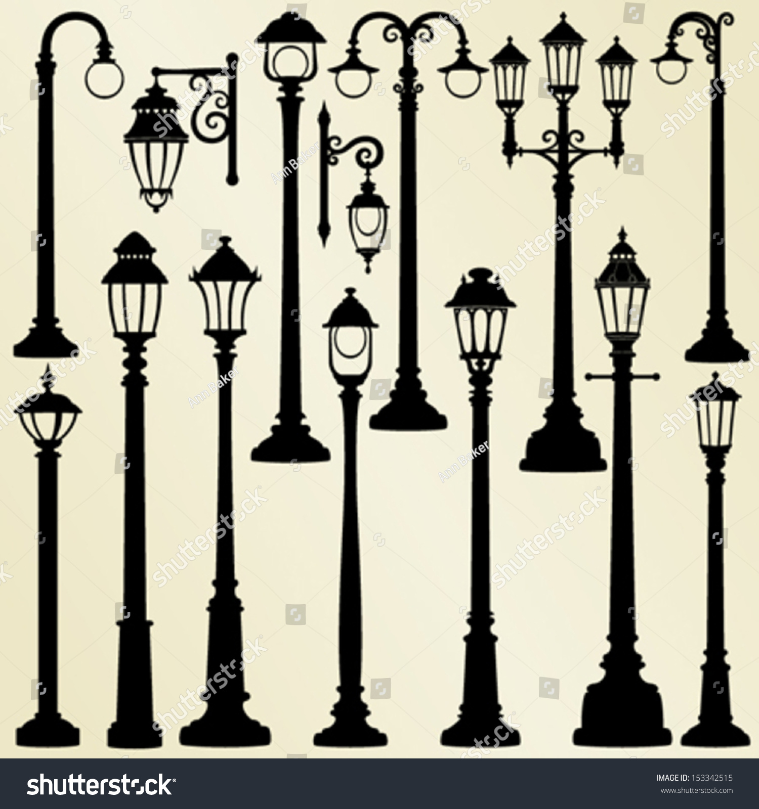 Street Lamps Stock Vector 153342515 - Shutterstock