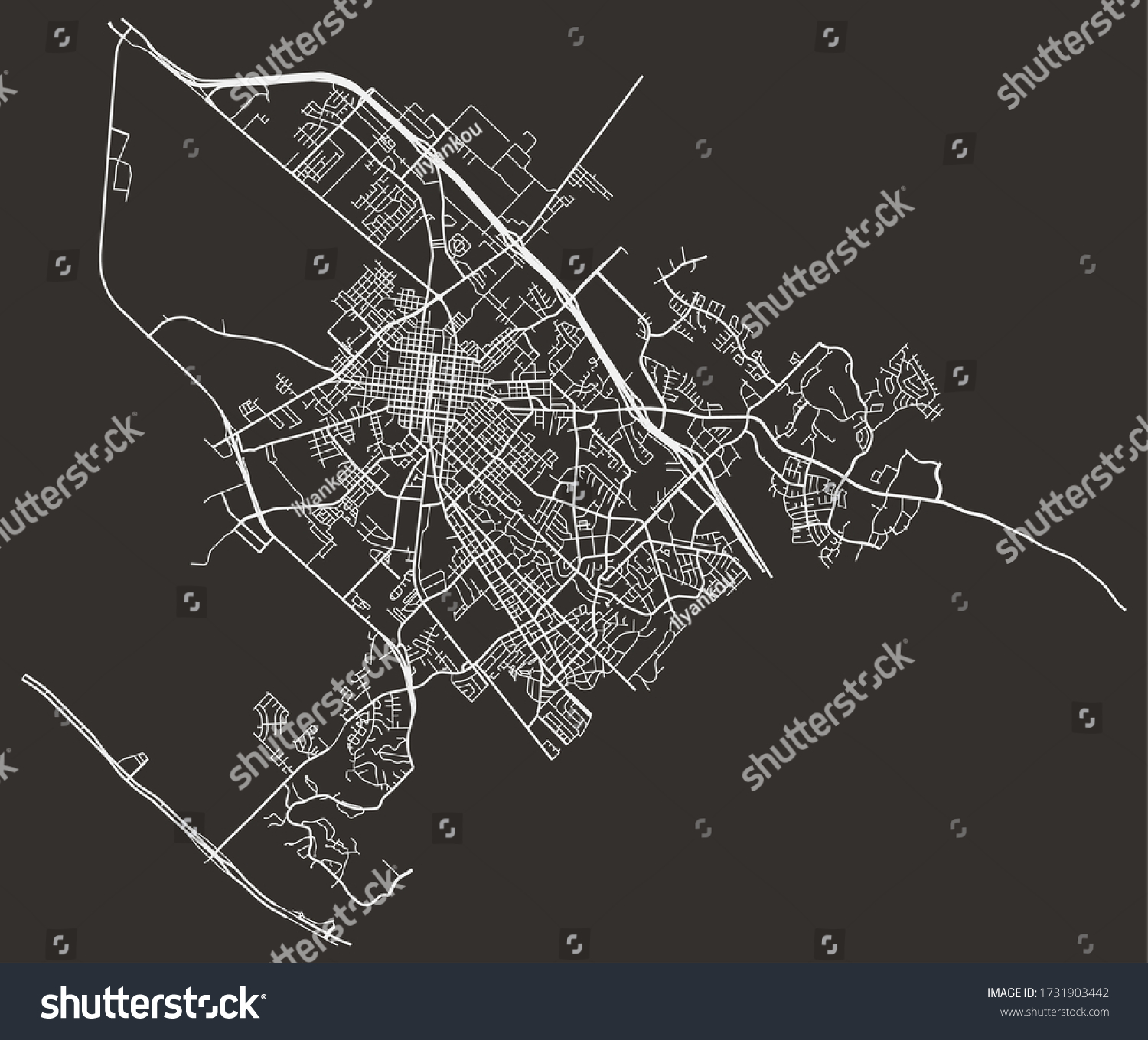 98 Bryan Texas Images Stock Photos Vectors Shutterstock   Stock Vector Street Map Of Bryan Texas Us With Major And Minor Streets Highways And Lanes City Plan 1731903442 