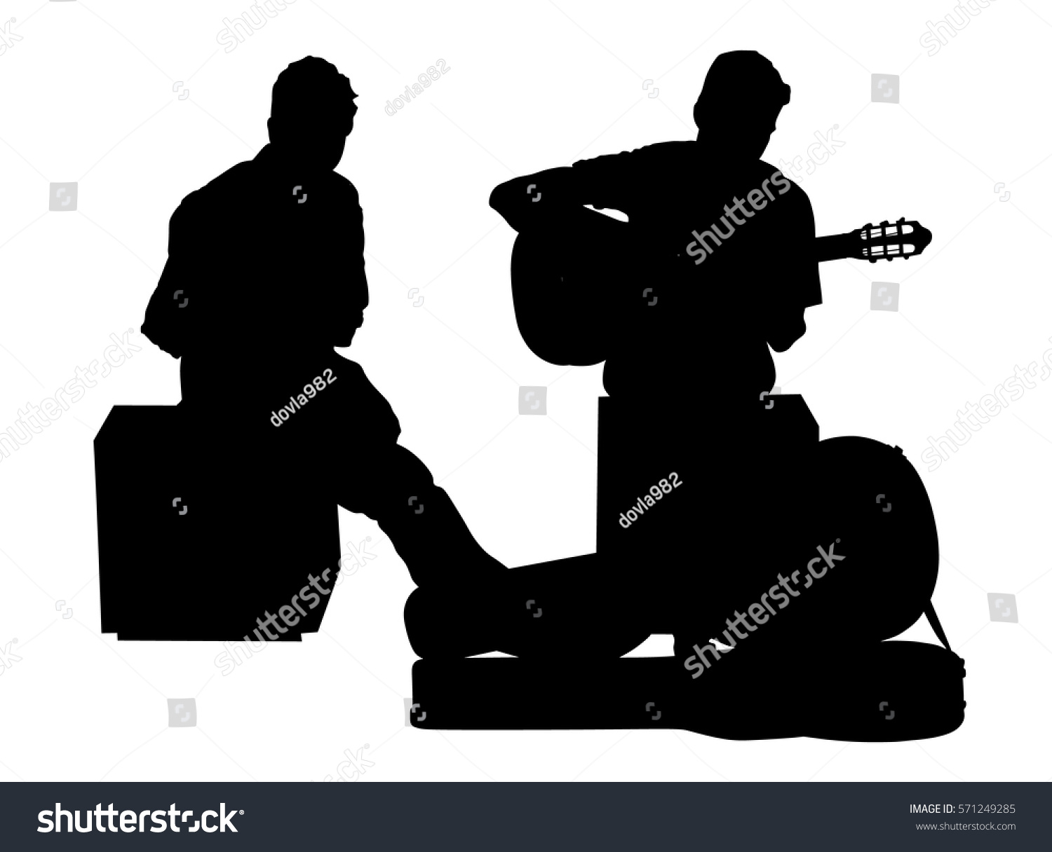 Street Performers Guitar Flute Clarinet Vector Stock Vector 571249285 ...