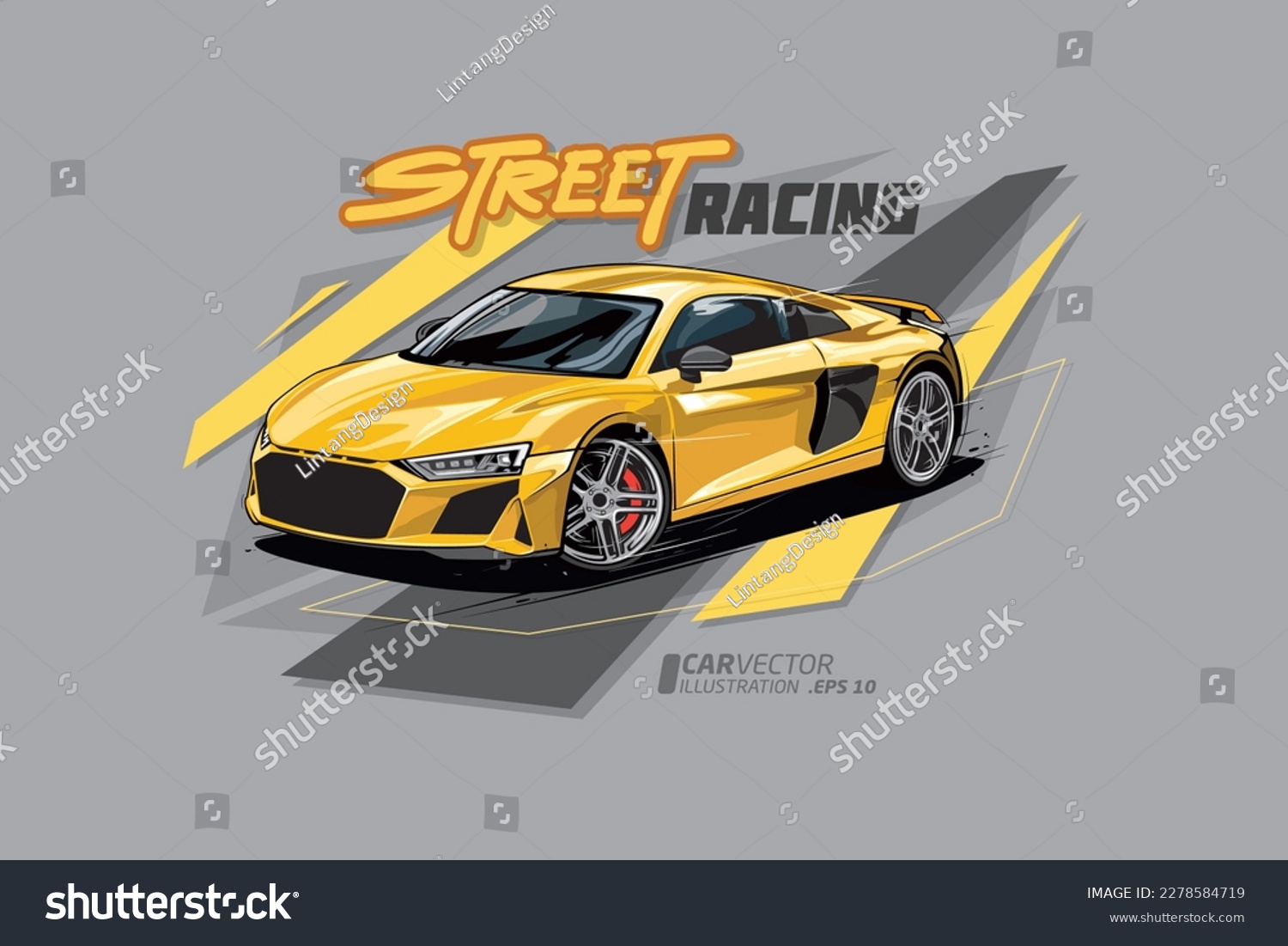 SVG of Street Racing Vector Illustration. Icon yellow sport car vector template illustration can use logo t shirt, apparel, sticker group community, poster, flyer banner modify auto show. svg