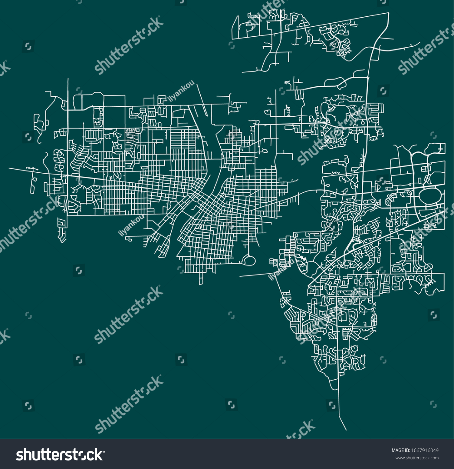 SVG of Streets and roads map of Aurora, Illinois, USA svg