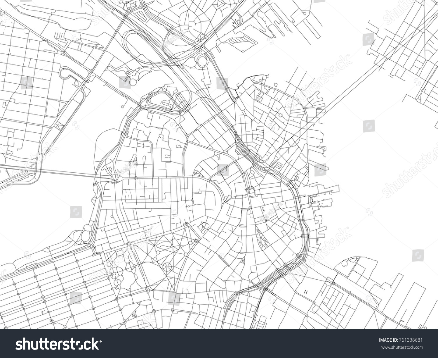 SVG of Streets of Boston, city map, Massachusetts, United States. Street map svg