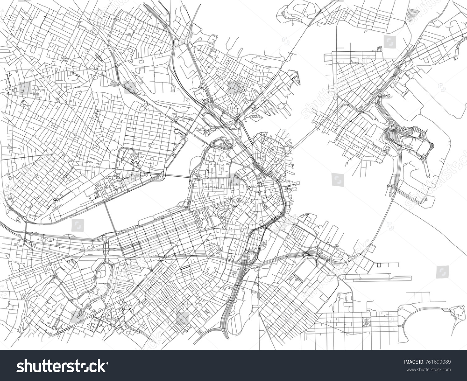 SVG of Streets of Boston, city map, Massachusetts, United States. Street map svg
