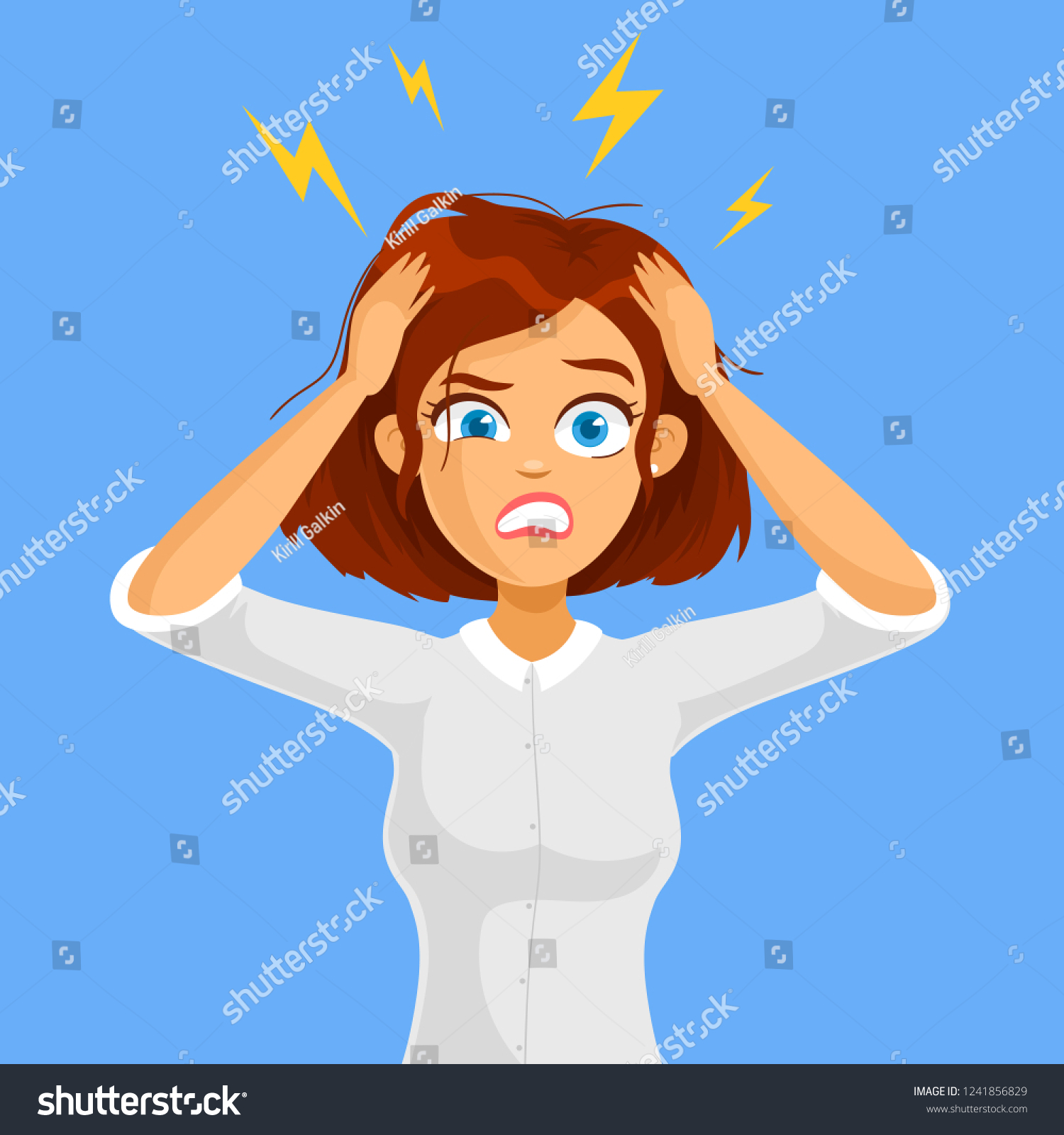 Stressed Cartoon Business Woman Office Work Stockvektor Royaltyfri