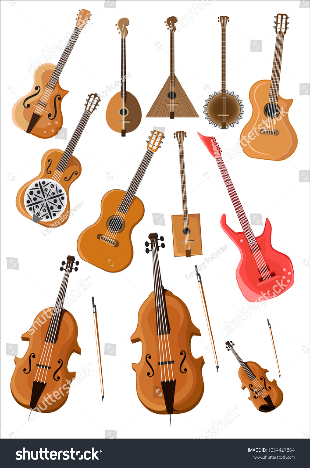 Stringed Musical Instruments Set Illustrations Stock Vector Royalty Stringed Musical Instruments Set Illustrations Stock Vector Royalty