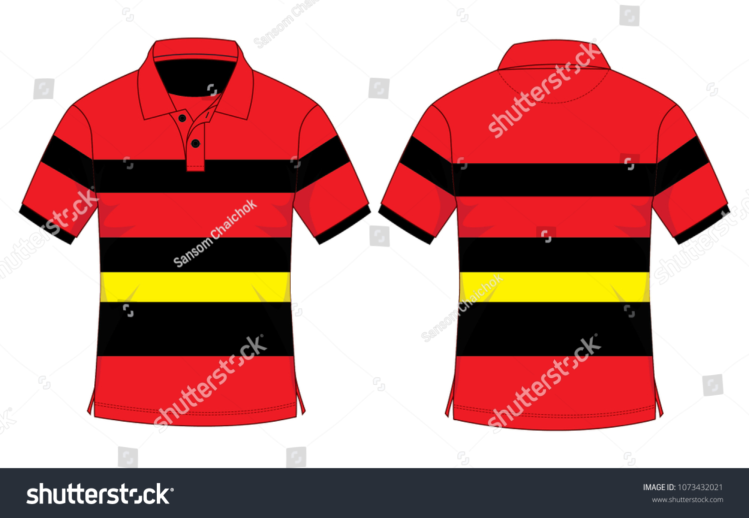 red black and yellow polo shirt