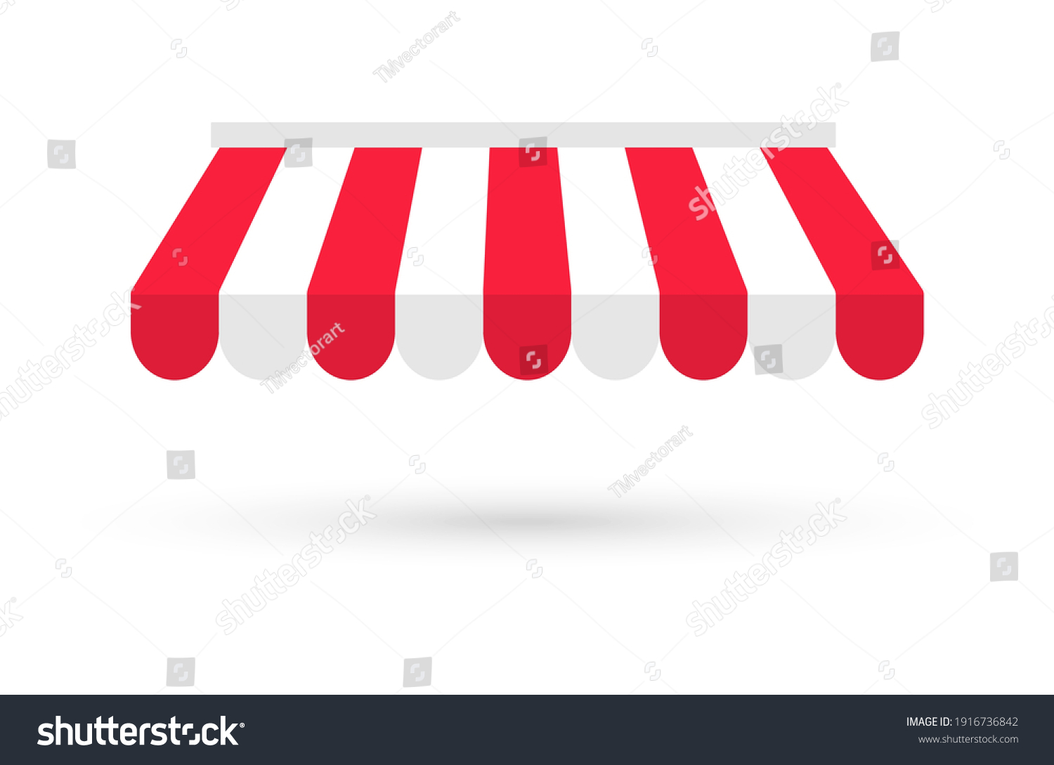 SVG of Striped awning. Red and white sunshade. Shelter for the store. Outdoor tent for shop, market and cafe. Vector illustration. svg