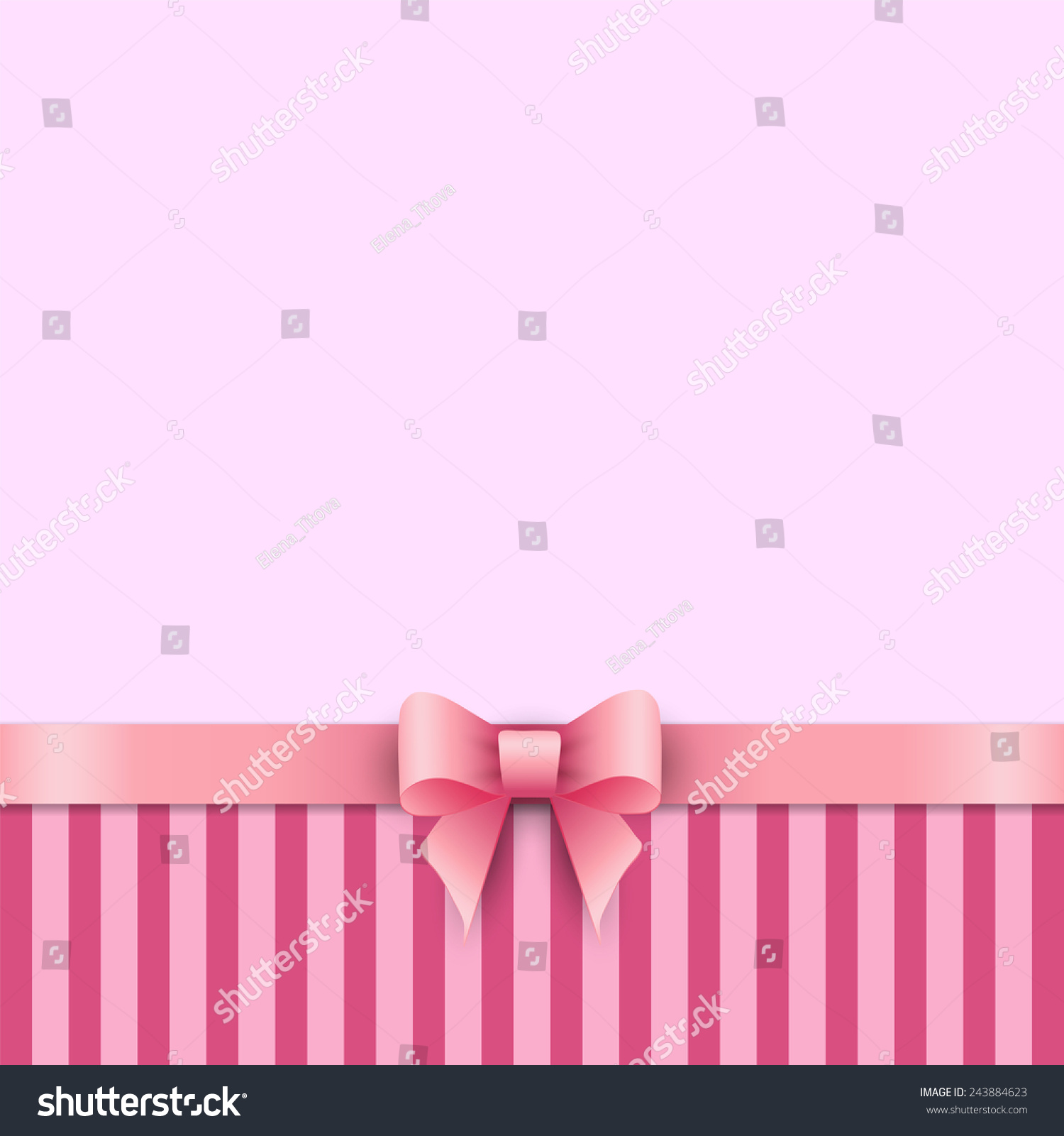 Striped Background With Children'S Pink Bow Stock Vector 243884623 ...