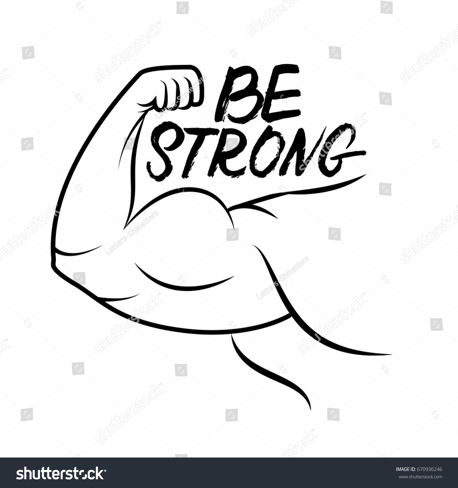 Strong Arm Icon Line Art Bodybuilder Stock Vector (Royalty Free ...