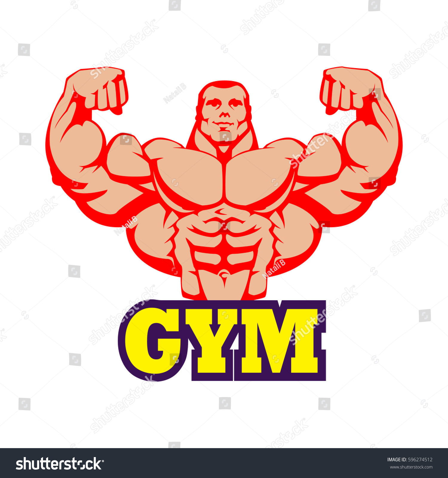 Strong Bodybuilder Huge Biceps Gym Logo Stock Vector 596274512