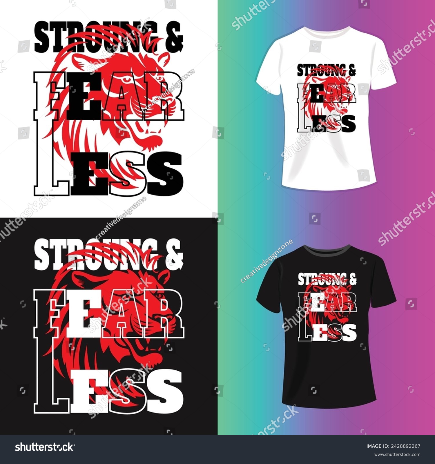 SVG of Strong fear less with a lion template for business or t-shirt design. svg