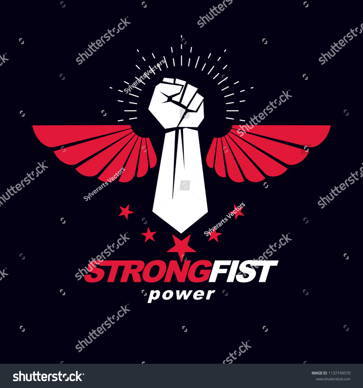 Strong Fist Muscular Man Vector Illustration Stock Vector Royalty Free 1137749570 Shutterstock