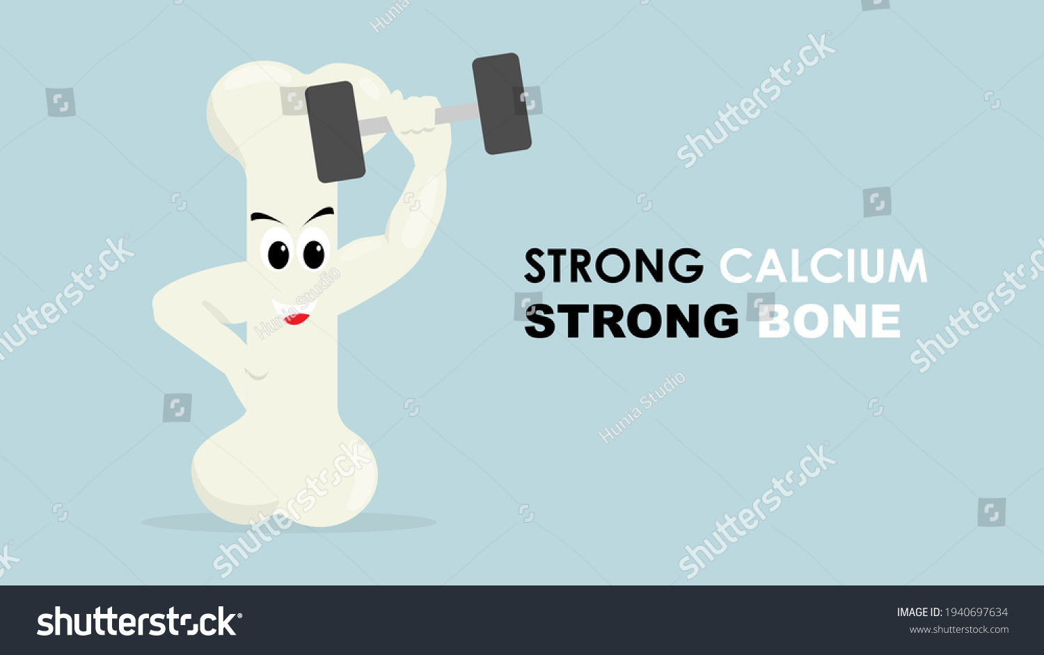 Strong Healthy Bone Character Illustration Concept Stock Vector ...