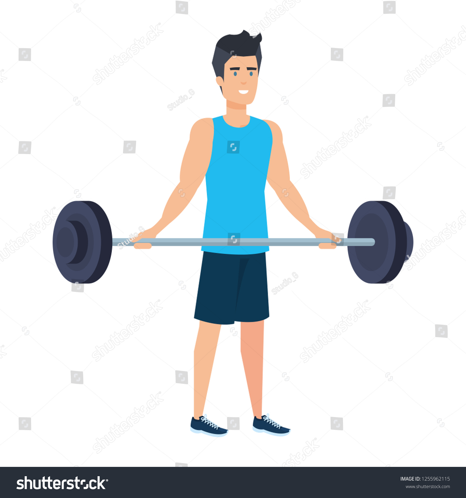 Strong Man Lifting Weight Stock Vector (Royalty Free) 1255962115