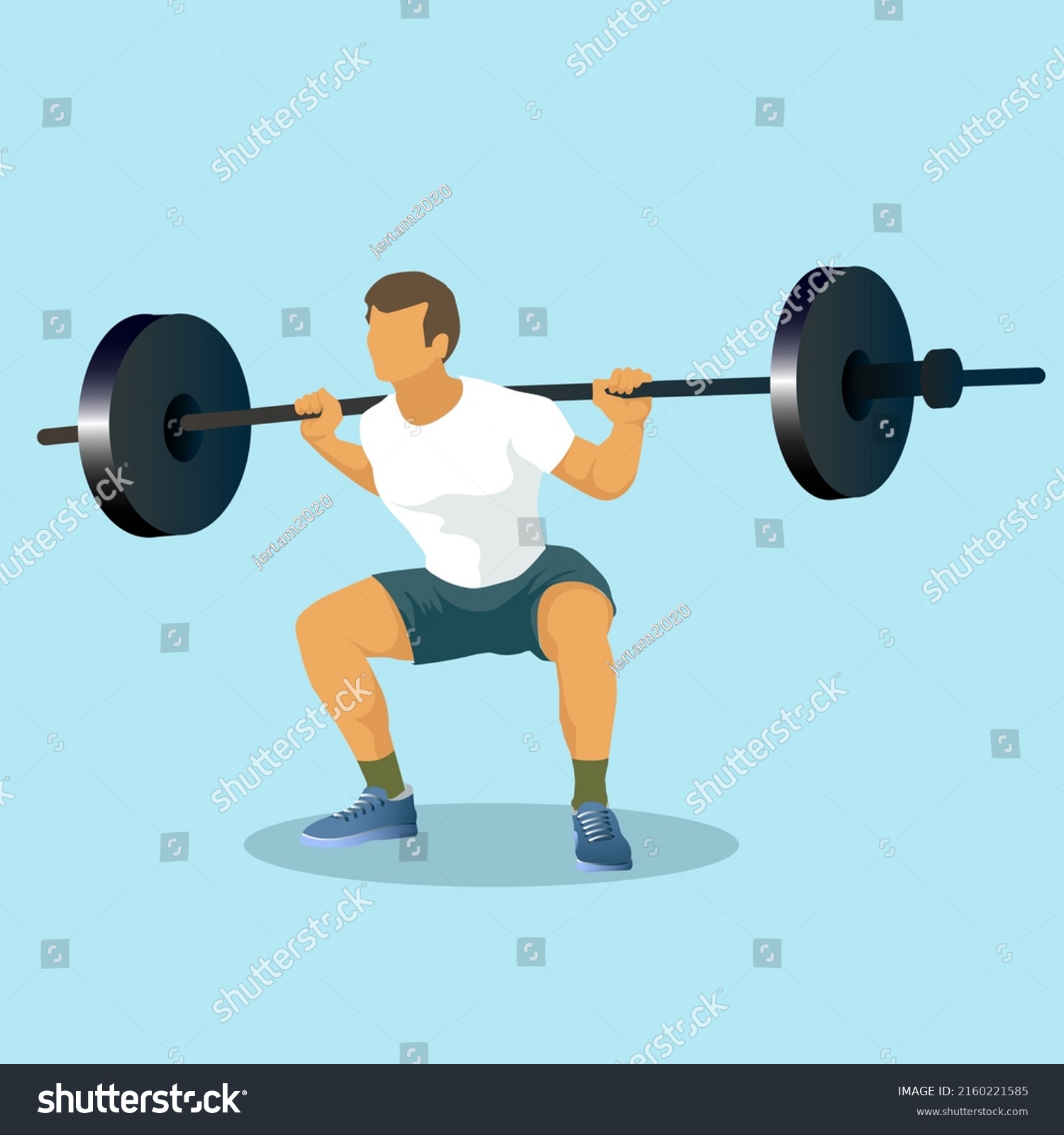 Strong Man Bending Knees Doing High Stock Vector (royalty Free 