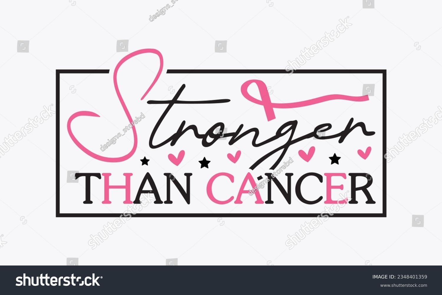 SVG of Stronger than cancer svg, Breast Cancer SVG design, Cancer Awareness, Instant Download, Breast Ribbon svg, cut files, Cricut, Silhouette, Breast Cancer t shirt design Quote bundle svg