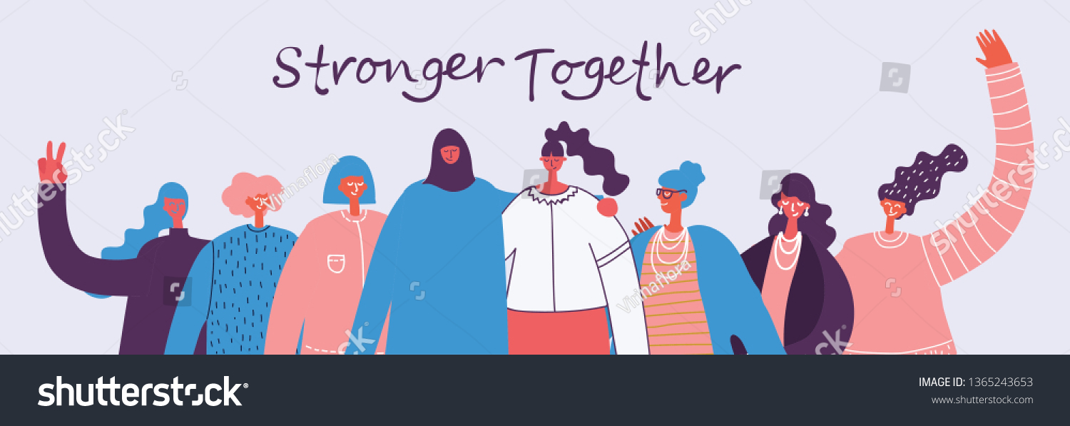 Stronger Together Feminine Concept Woman Empowerment Stock Vector ...