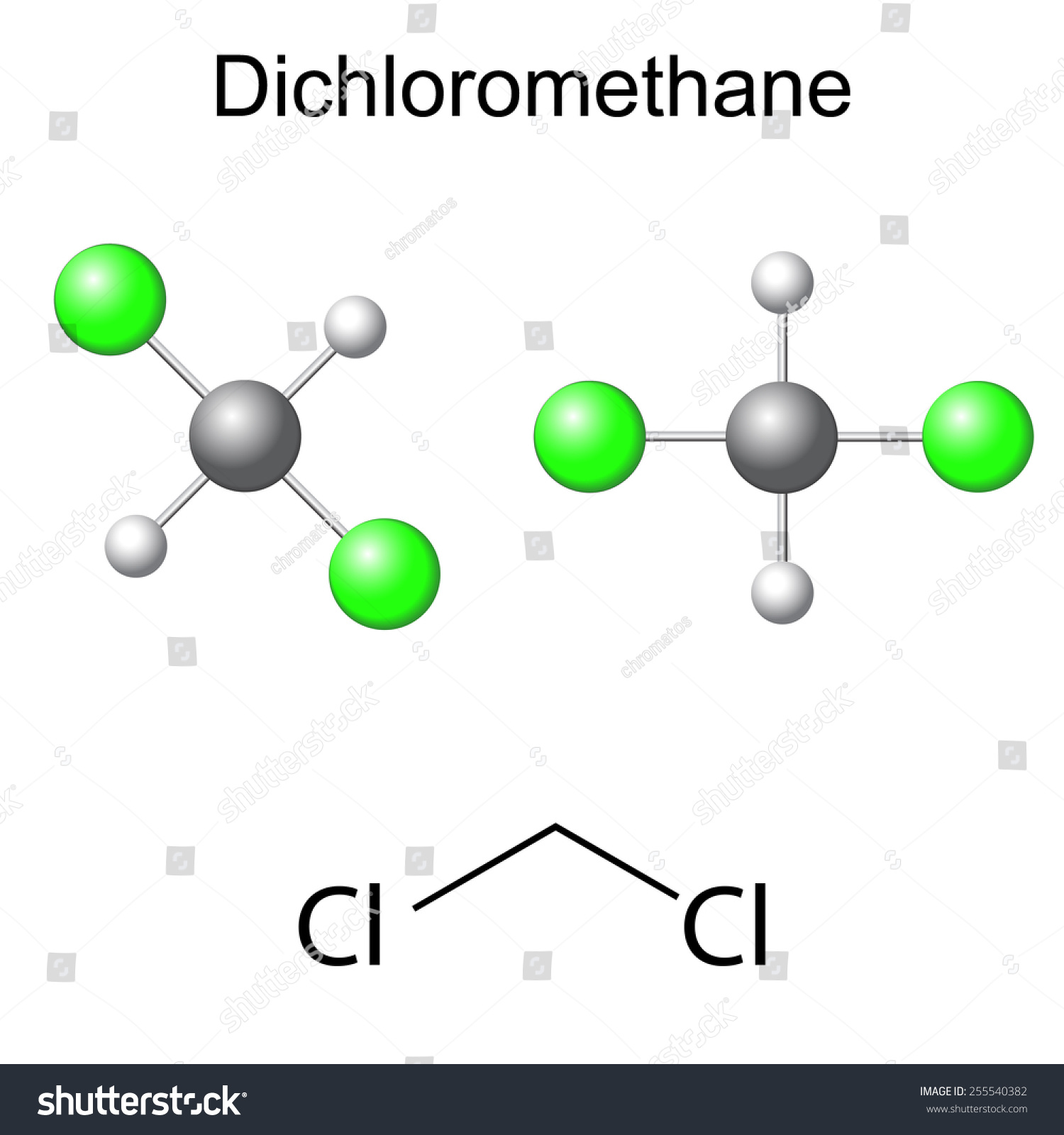 Structural Chemical Formula Model Dichloromethane Molecule Stock Vector ...