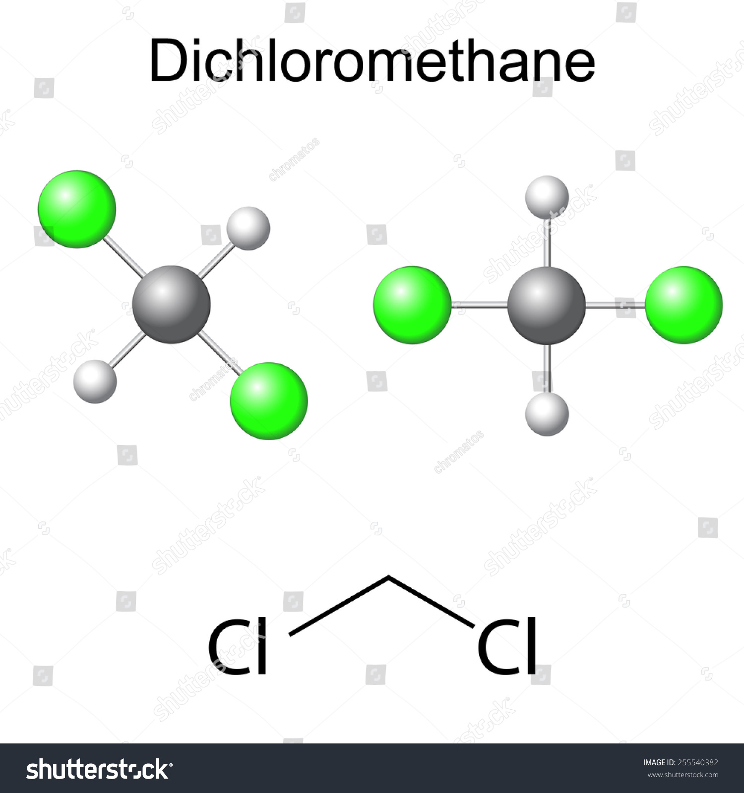 Structural Chemical Formula Model Dichloromethane Molecule Stock Vector Royalty Free 255540382 3286