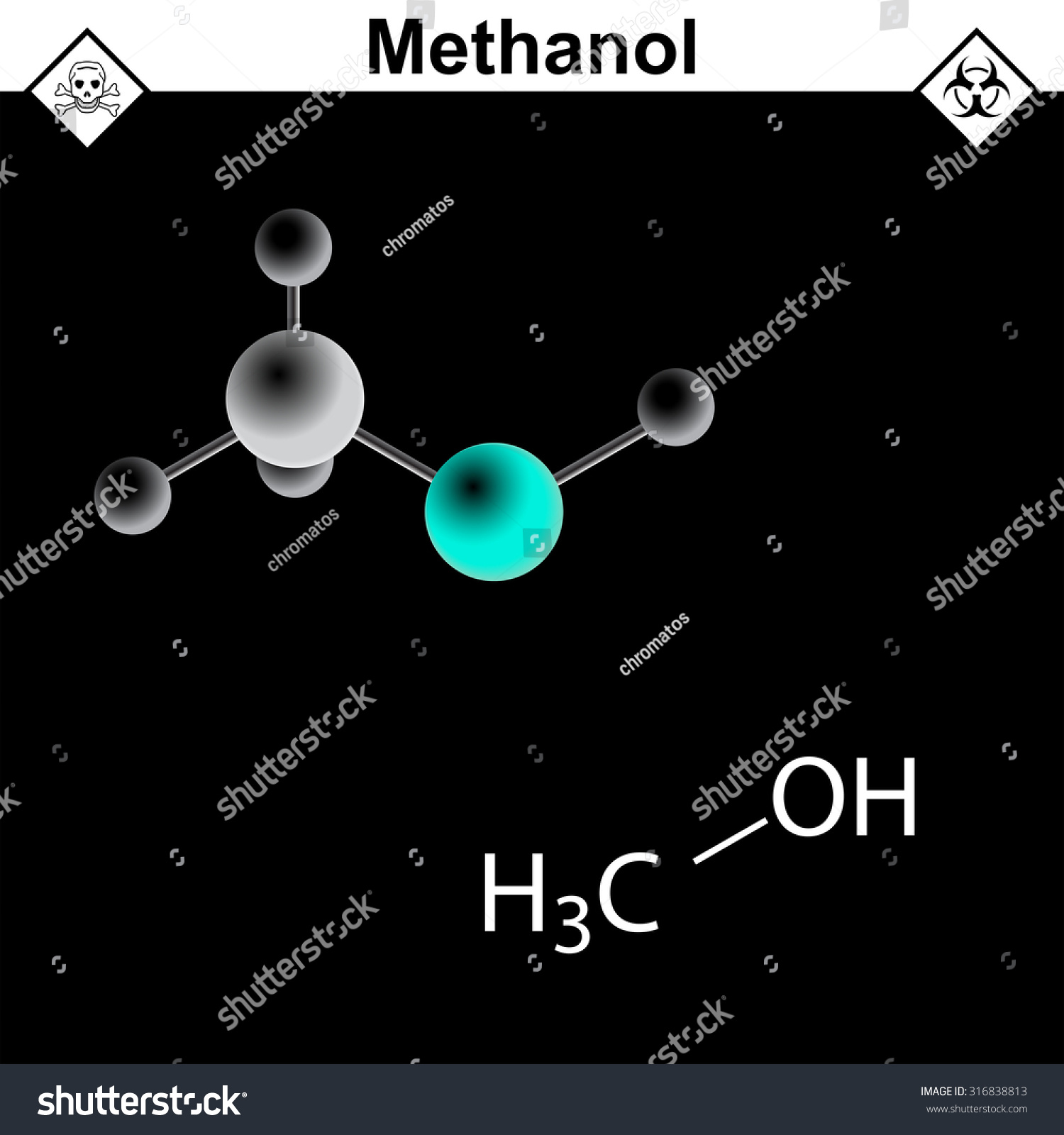 Structural Chemical Formula Model Methanol Molecule Stock Vector Royalty Free 316838813 9183