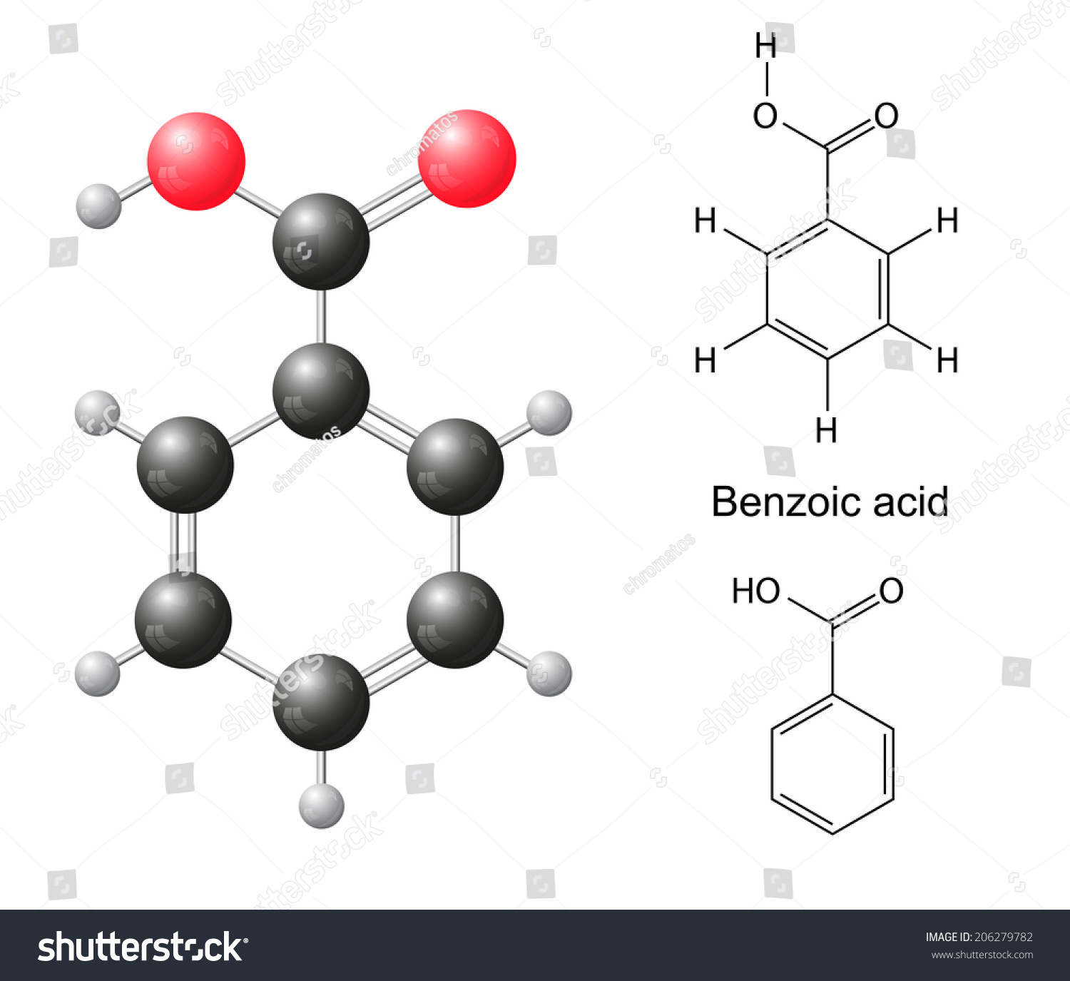 Structural Chemical Formulas Model Benzoic Acid Stock Vector 206279782 ...