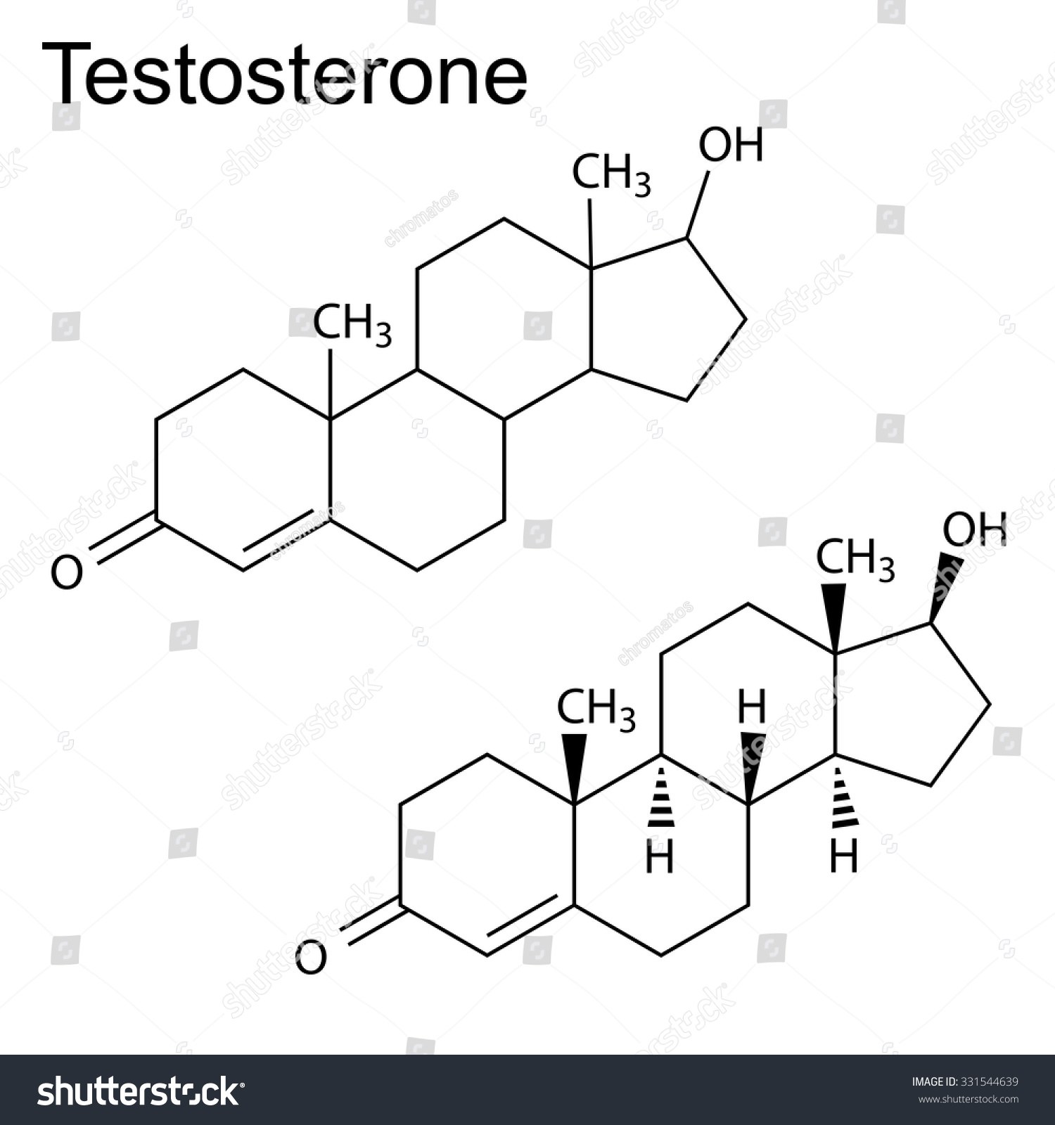 Structural Chemical Formulas Testosterone Molecule 2d Stock Vector ...