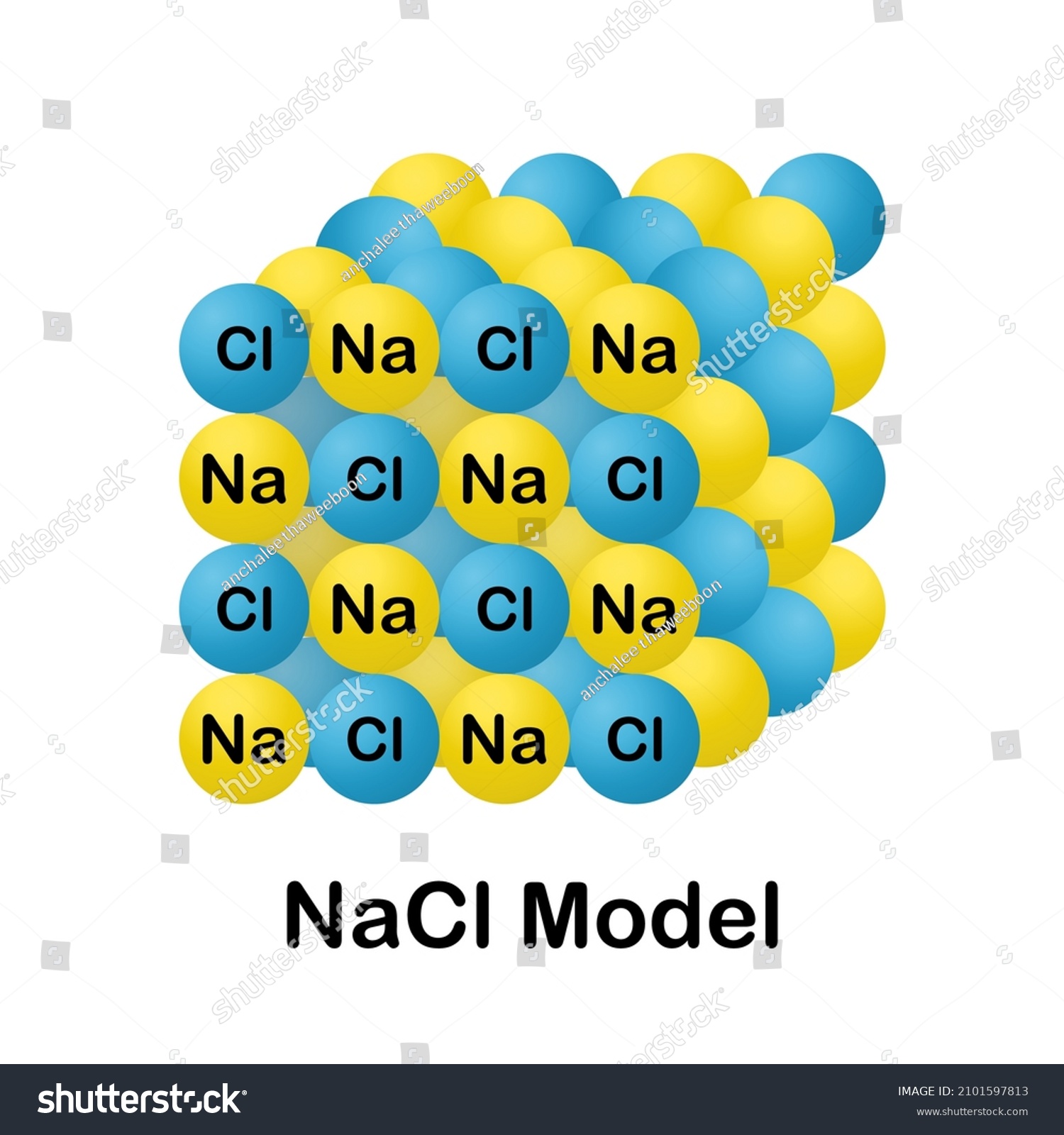 Structure Sodium Chloride Saltnacl Modelvector Illustrationchemistry ...