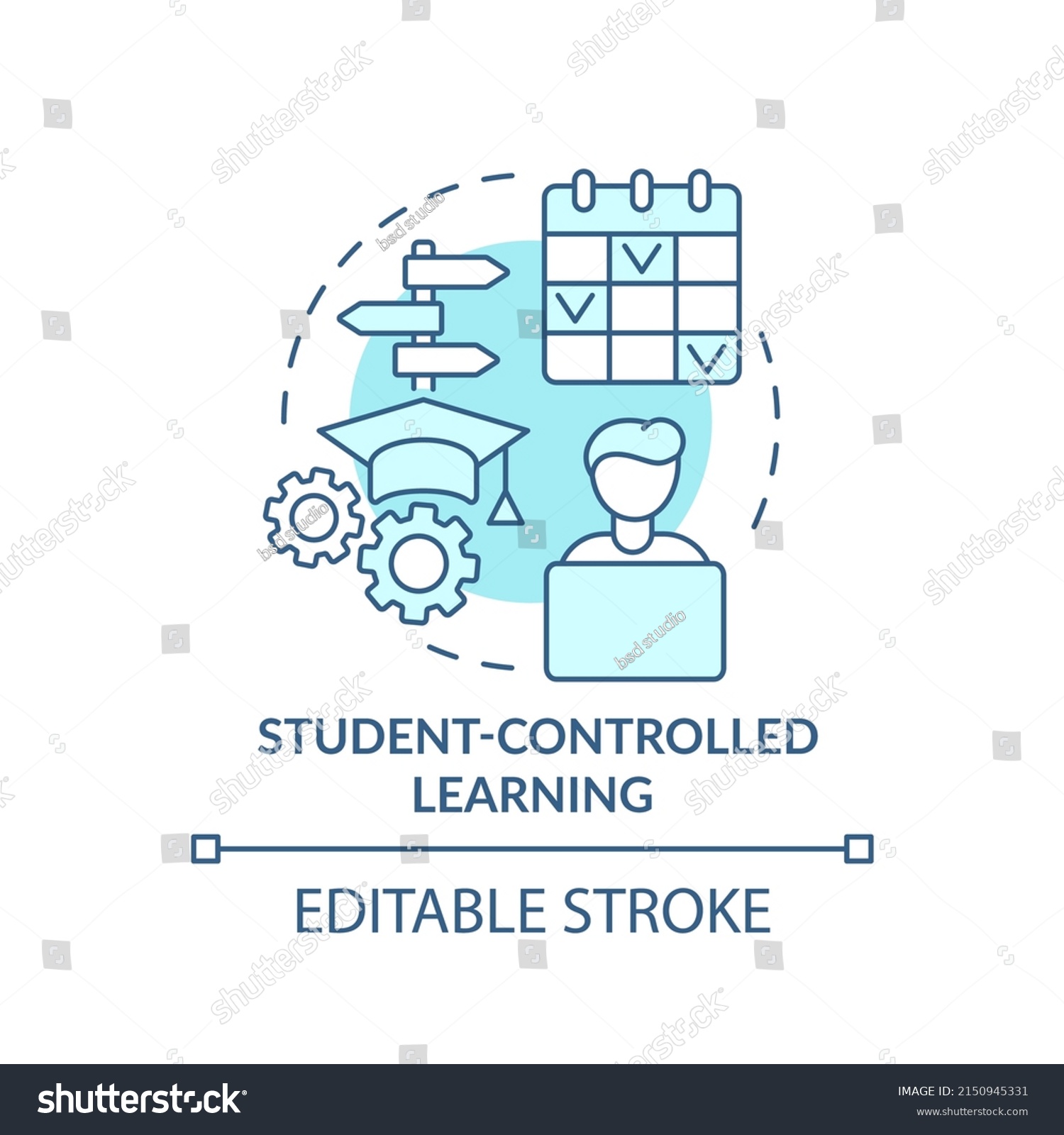 Student Controlled Learning Turquoise Concept Icon Stock Vector ...