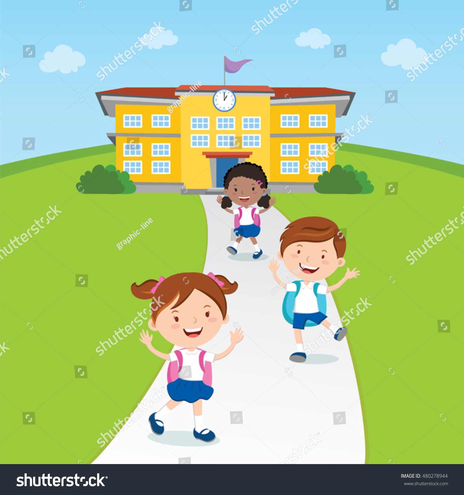 Student Going Home School Vector Illustration Stock Vector Royalty Free