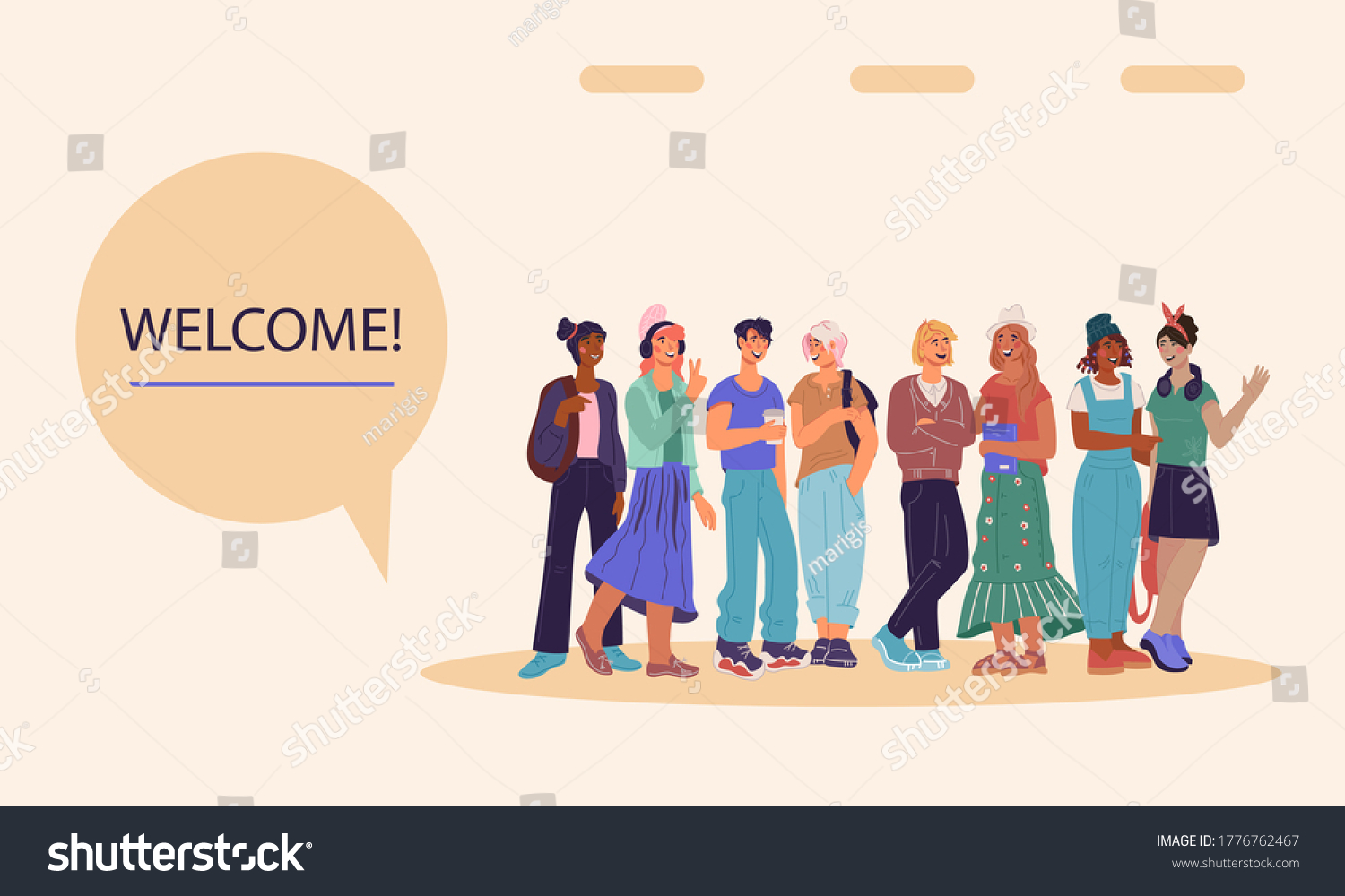 Students Community Website Banner Template Group Stock Vector (Royalty