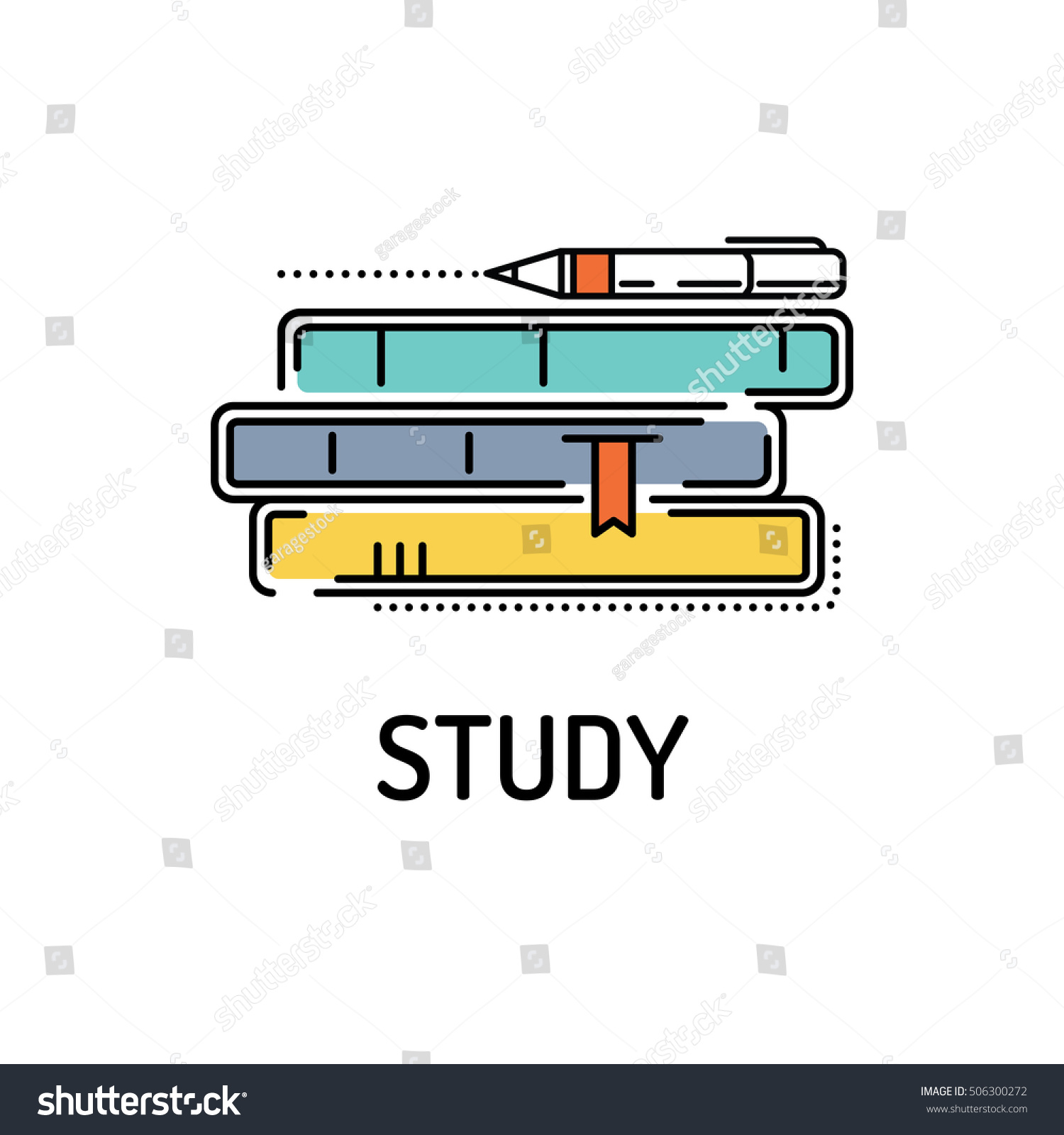 Study Line Icon Stock Vector (Royalty Free) 506300272