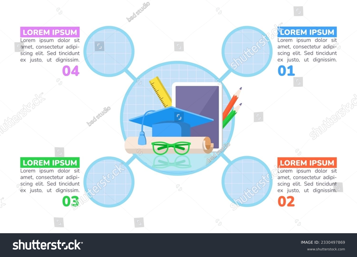 SVG of Studying for adults infographic chart design template. Uni course. Abstract vector infochart with blank copy spaces. Instructional graphics with 4 step sequence. Visual data presentation svg