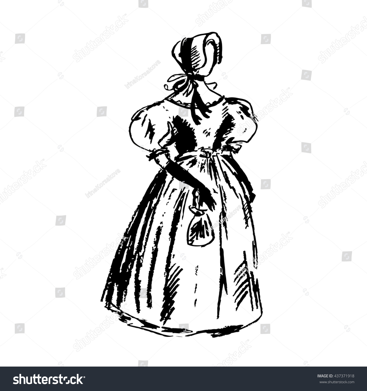 Stylish Antique Womens Dress On Mannequin Stock Vector Royalty