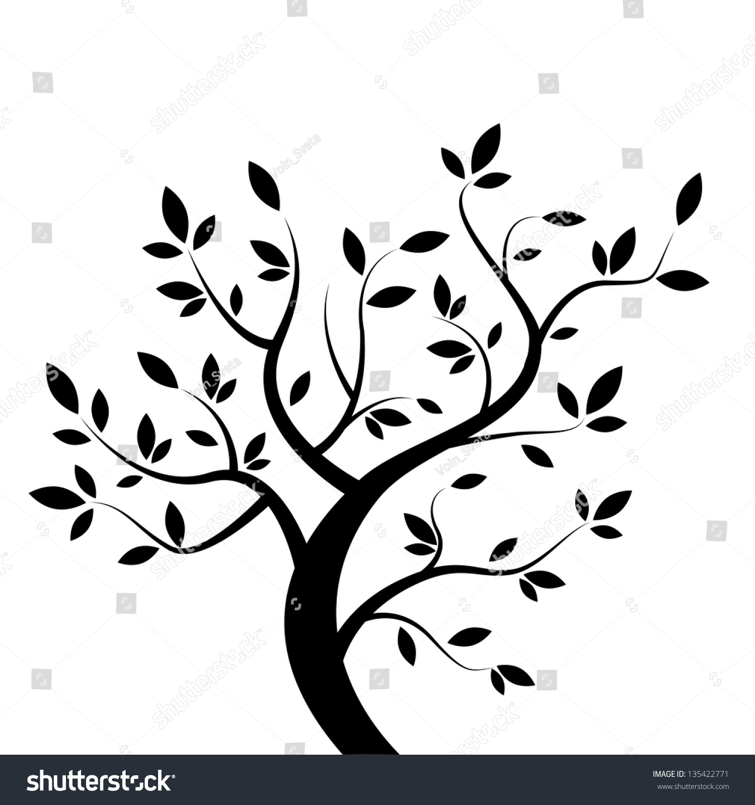 Stylish Black Tree. Vector Illustration. - 135422771 : Shutterstock