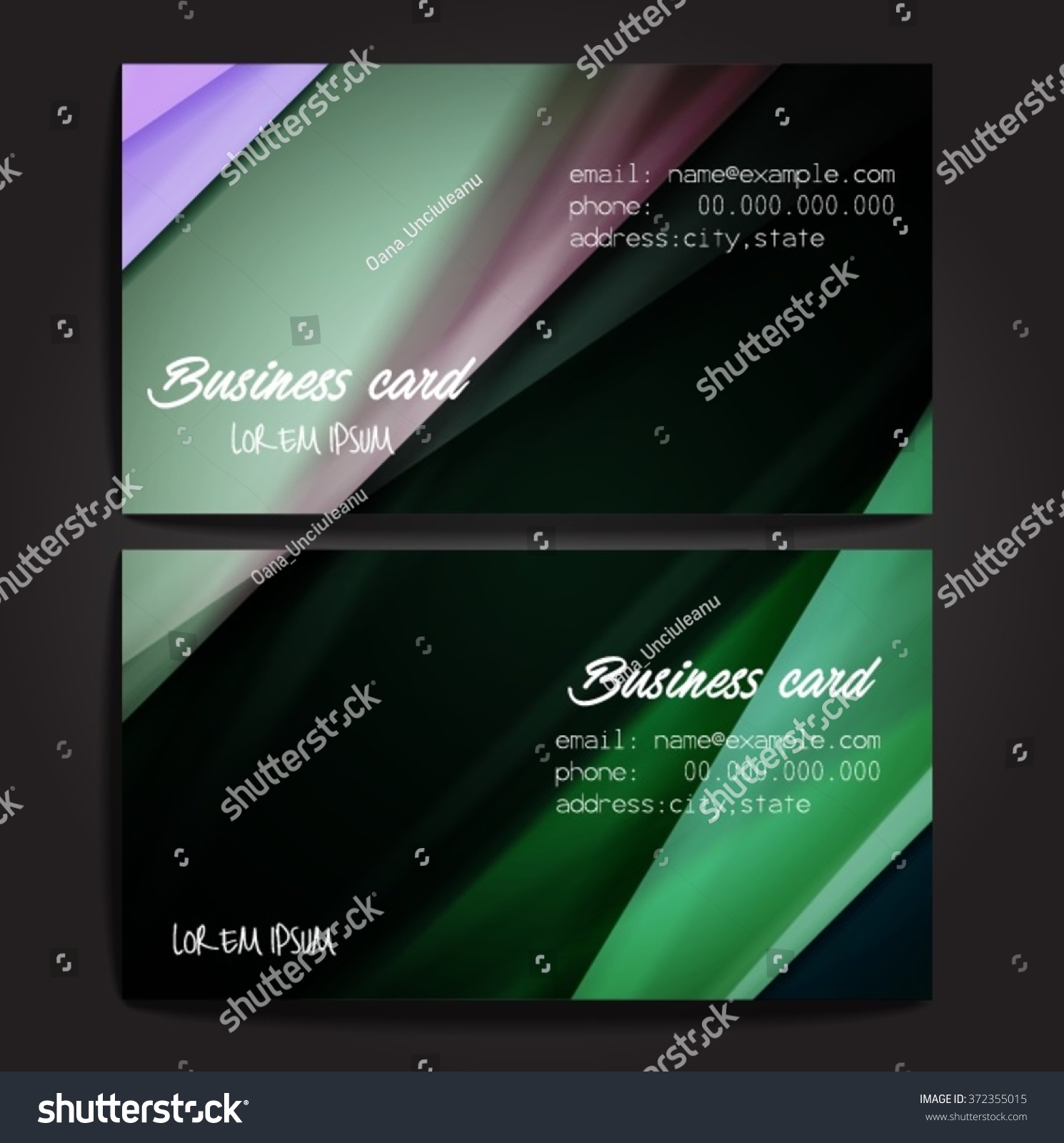 Stylish Business Cards Colorful Stripes Vector Stock Vector Royalty Free