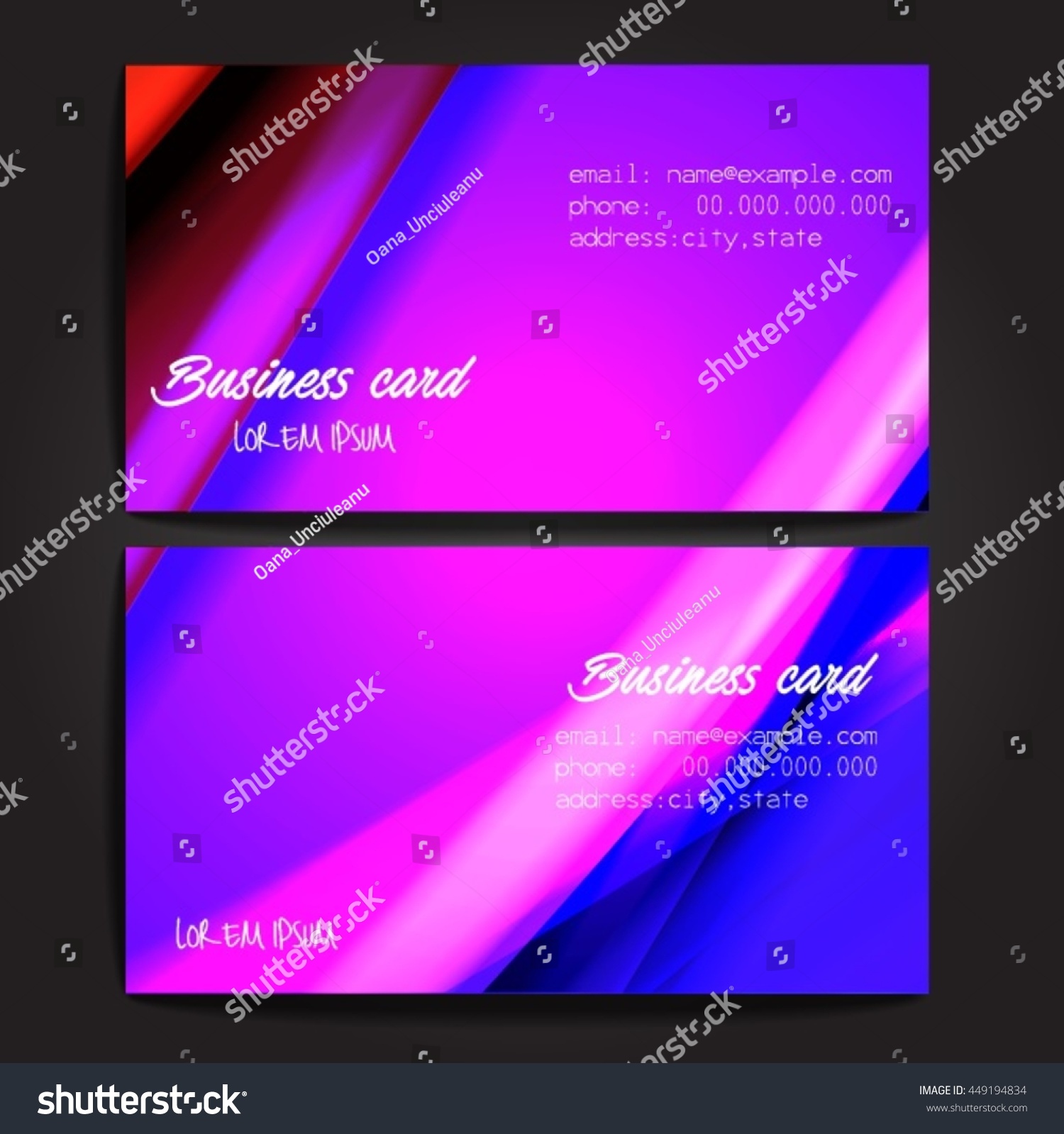 Stylish Business Cards Colorful Stripes Vector Stock Vector Royalty Free