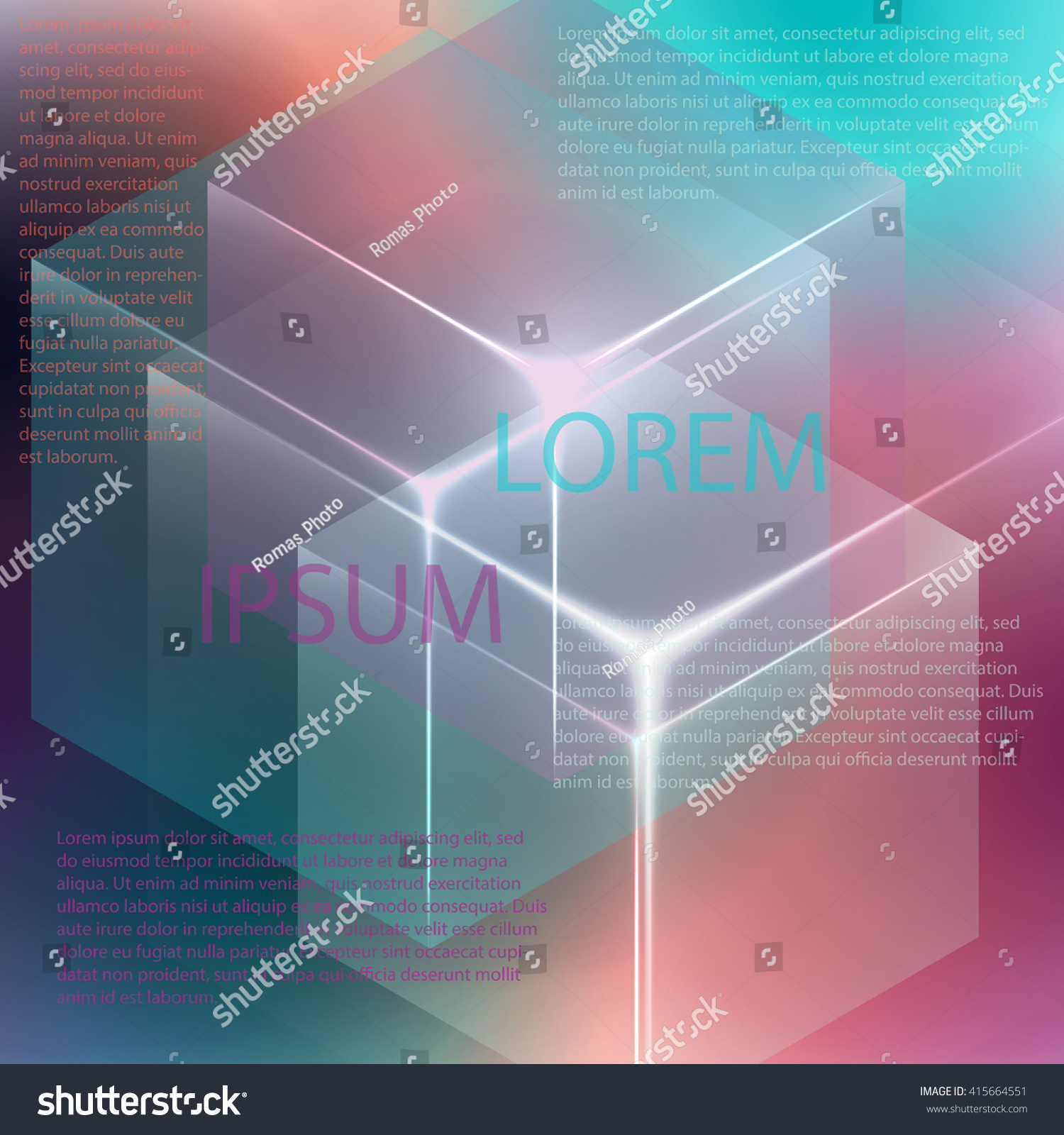 Colori Con La P.Stylish Colorful Background 3d Glowing Cubes Stock Vector Royalty Free 415664551