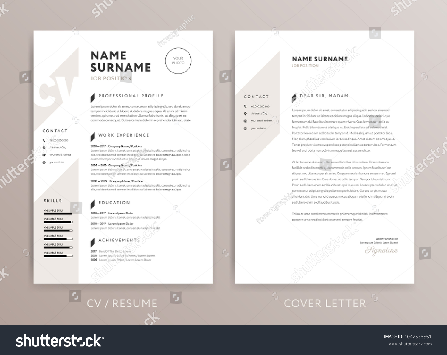 Stylish Curriculum Vitae Cv Cover Letter Stock Vector Royalty Free