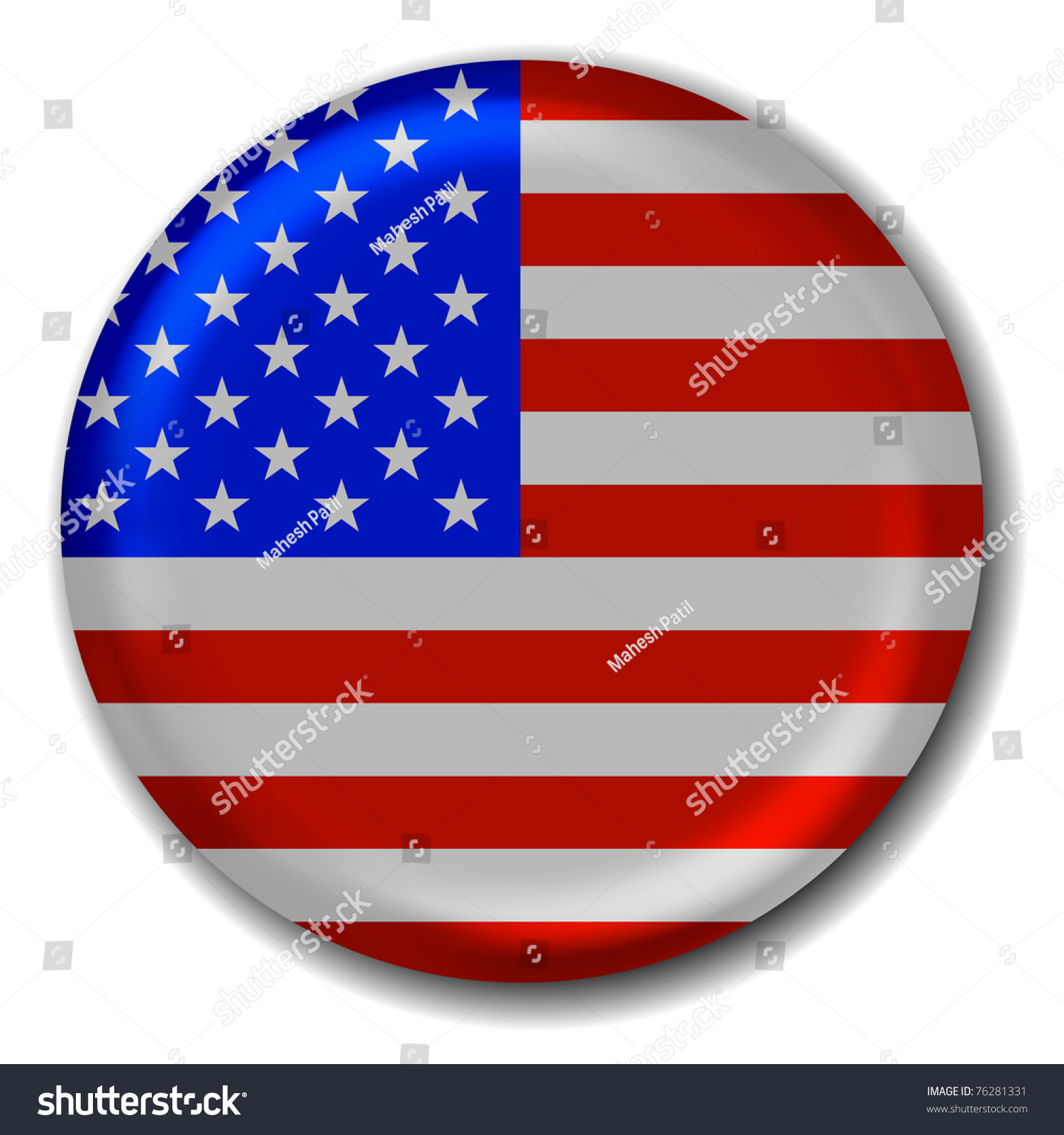 Stylish 3d Round Usa Flag Vector Stock Vector 76281331 - Shutterstock