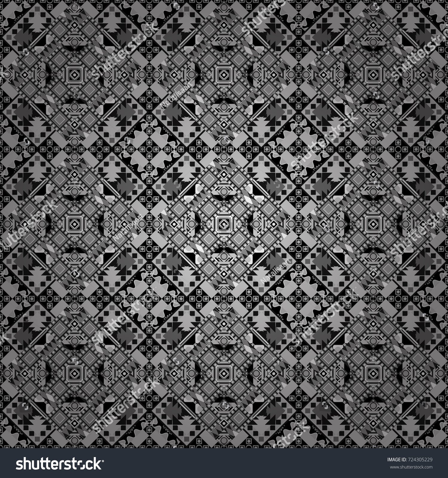 Vector repeated oriental motif for fabric or paper design Seamless Vector repeated oriental motif for fabric or paper design Seamless ethnic patterns for border in gray black and white colors